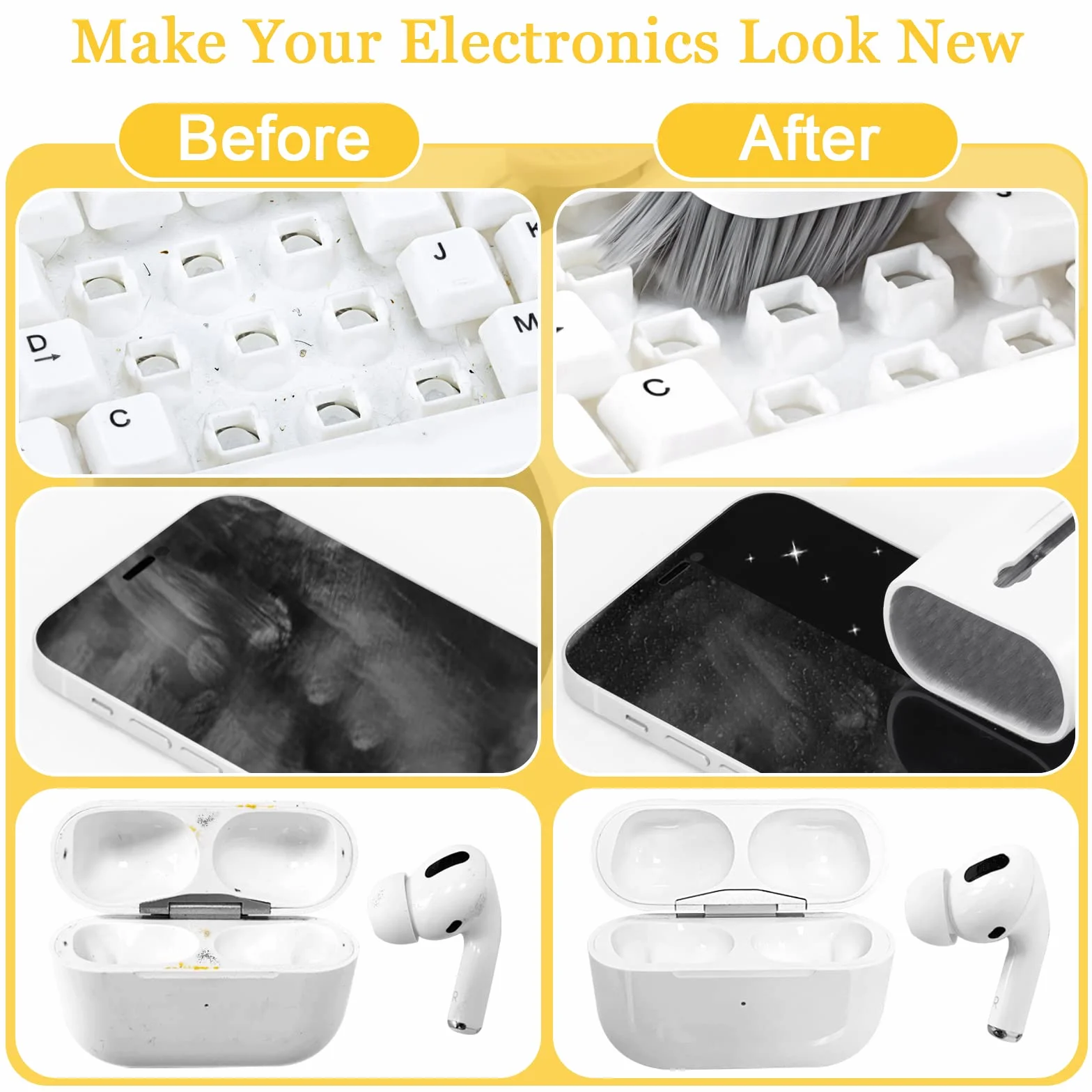 Kit de Nettoyage pour écran d'ordinateur Portable, Airpods Pro, MacBook, iPad, iPhone, iPod - Outil de Nettoyage pour écran PC, TV, téléphone