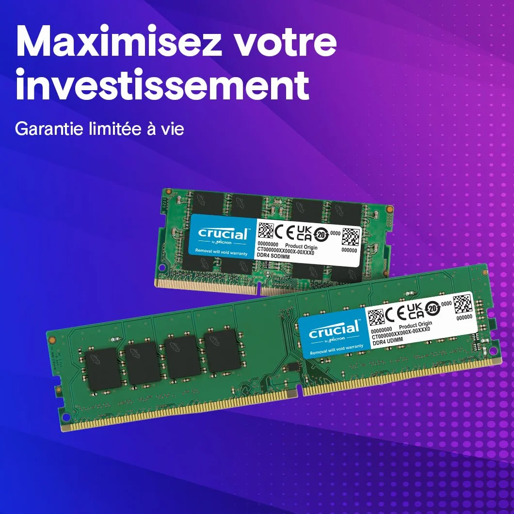 Crucial RAM DDR4 32Go Kit (2x16Go) 3200MHz SODIMM CL22 Mémoire Portable