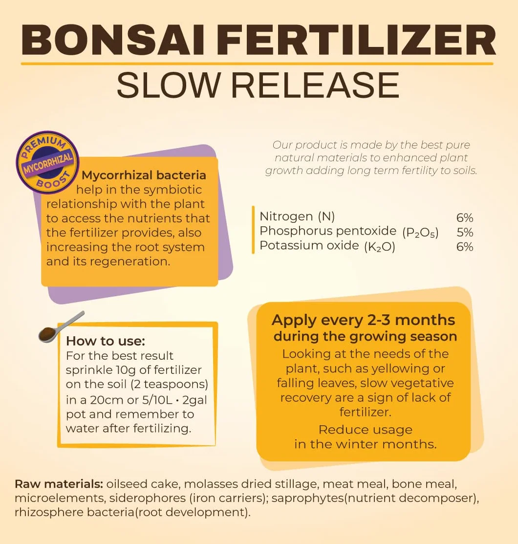 Engrais Organique pour Bonsaï, Aliment Biologique Complet à Libération Lente, 150g