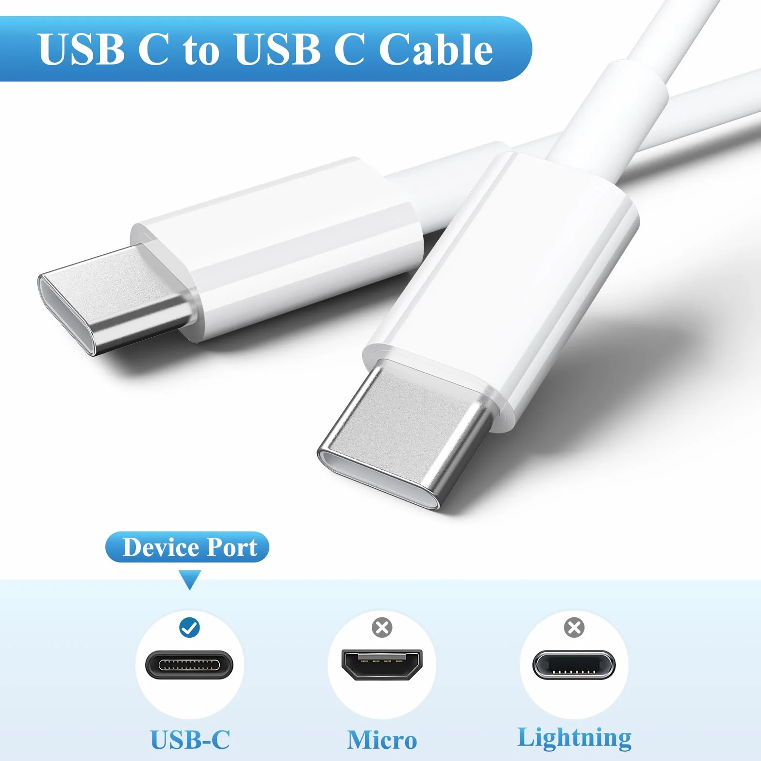 Câble USB C 60W Rapide pour Samsung Galaxy S25 S24 S23 S22 S21 S20 S25+ S24+ S23+, A56 A55 A54 A53 A34 A33 A23