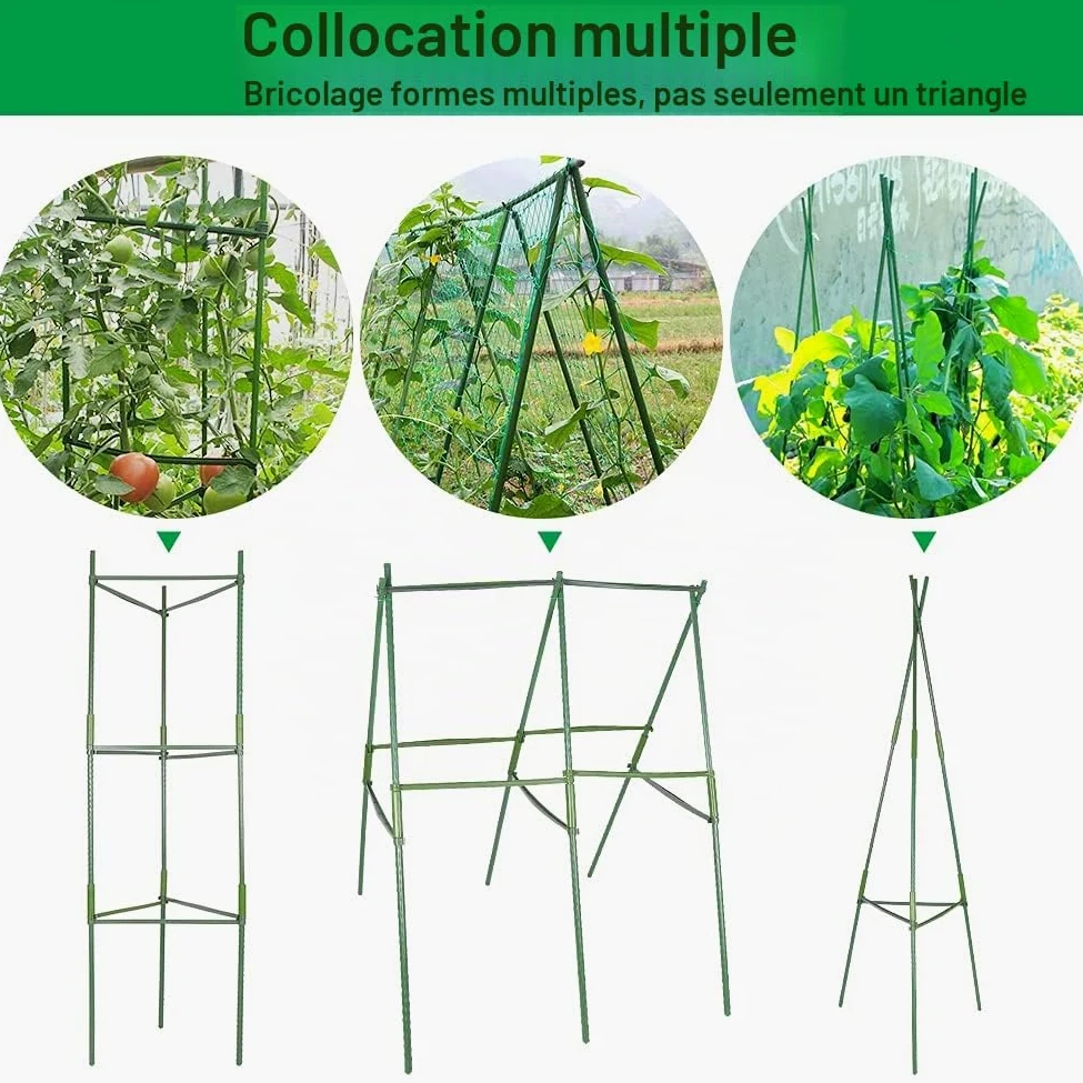 Lot de 6 supports de cages à tomates, piquets déformables assemblés, jusqu'à 122 cm, cage à tomates multifonction pour plantes de jardin