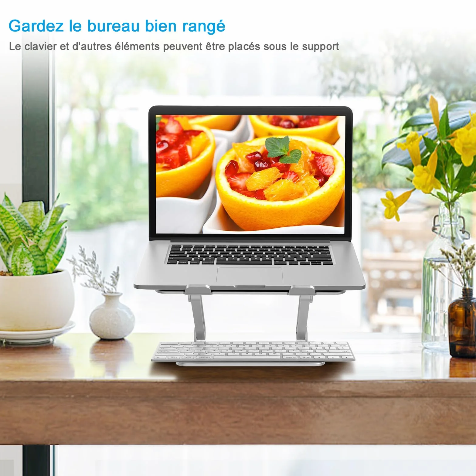 BoYata Support Ordinateur Portable Refroidissement Sable Multi-Angle Compatible MacBook Pro Air 10-17 Pouces Argenté