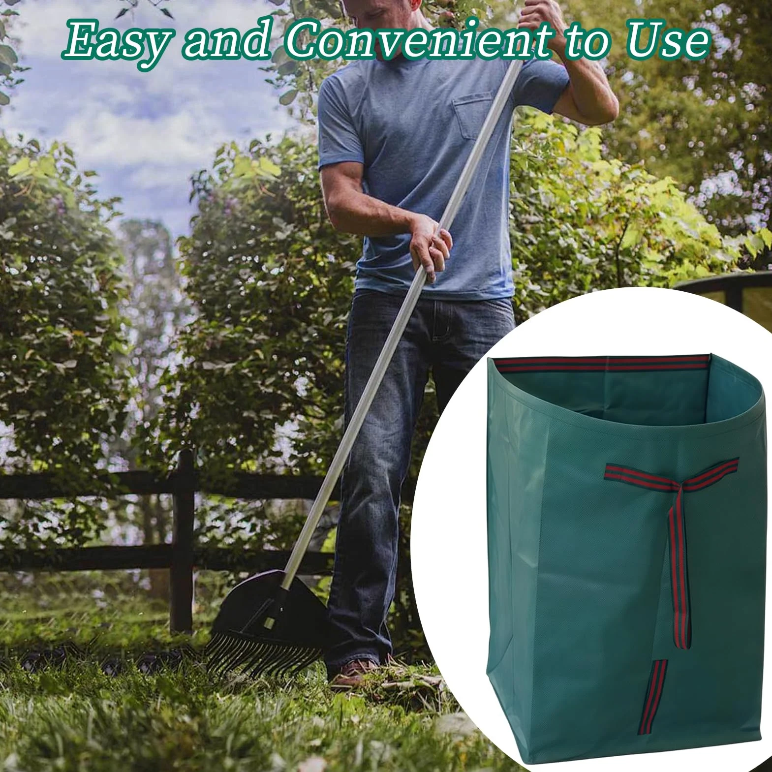 NICENEEDED Lot de 2 sac Réutilisable pour Déchets Verts de 53 litres Sacs de Jardin avec Poignées Renforcées Sacs à Feuilles de Jardin en Polypropylène Résistant Pliables pour la Collecte des Feuilles