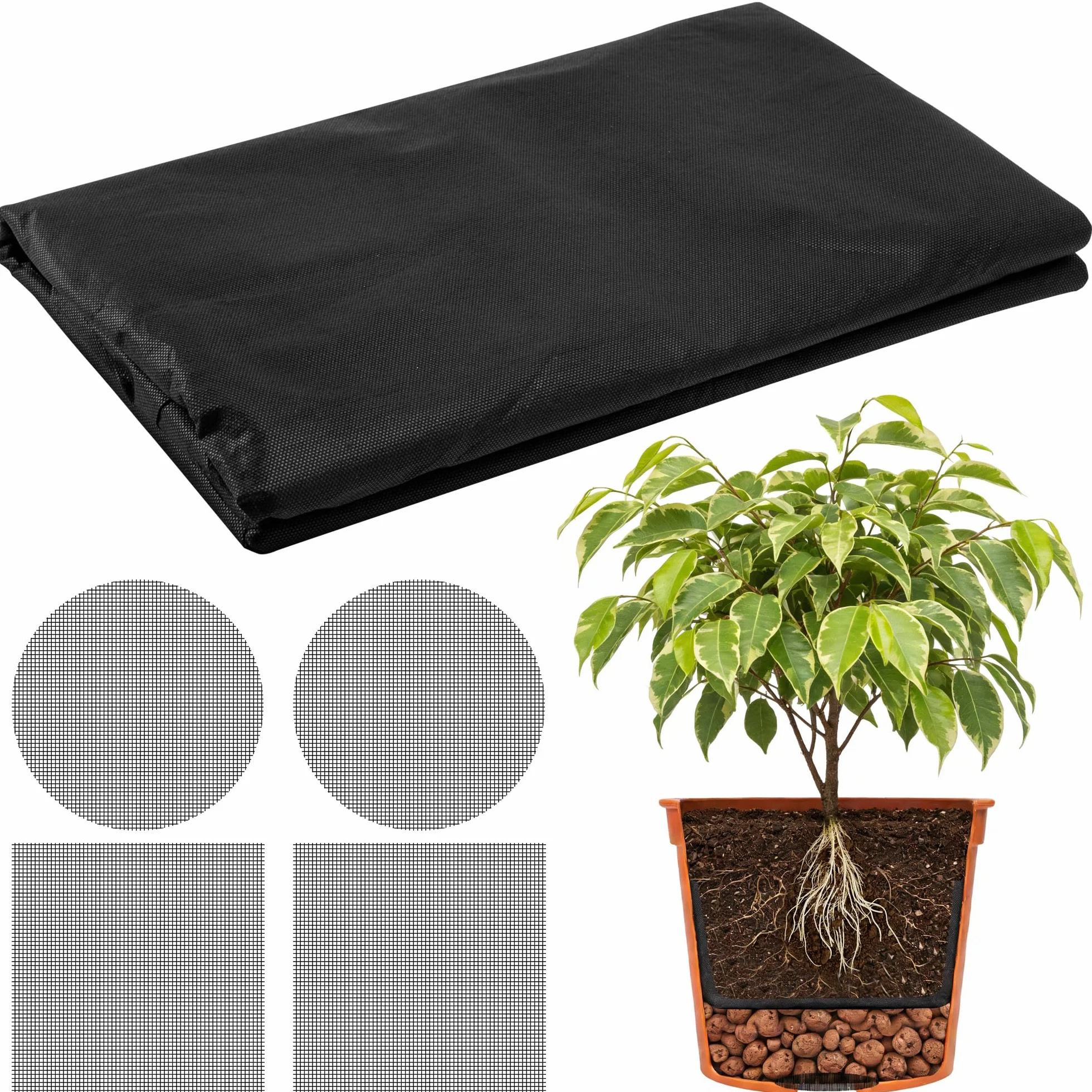 GIONAR Non-tissé filtrant 2 m x 1 m 50 g/m² Anti-mauvaises herbes pour pots de fleurs