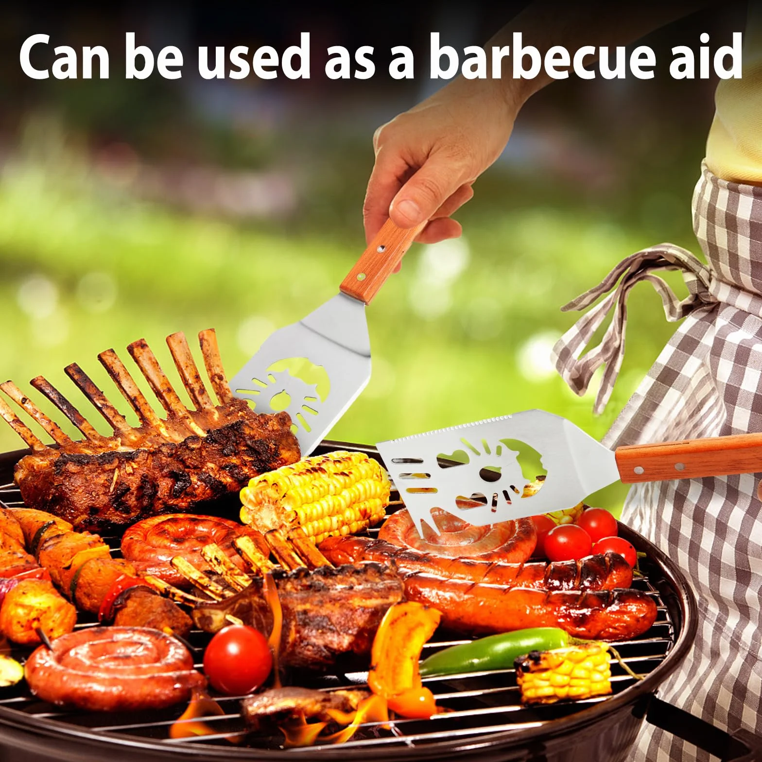 Spatule Barbecue 7 en 1, Ustensiles Barbecue Innovant pour Camping en Plein Air