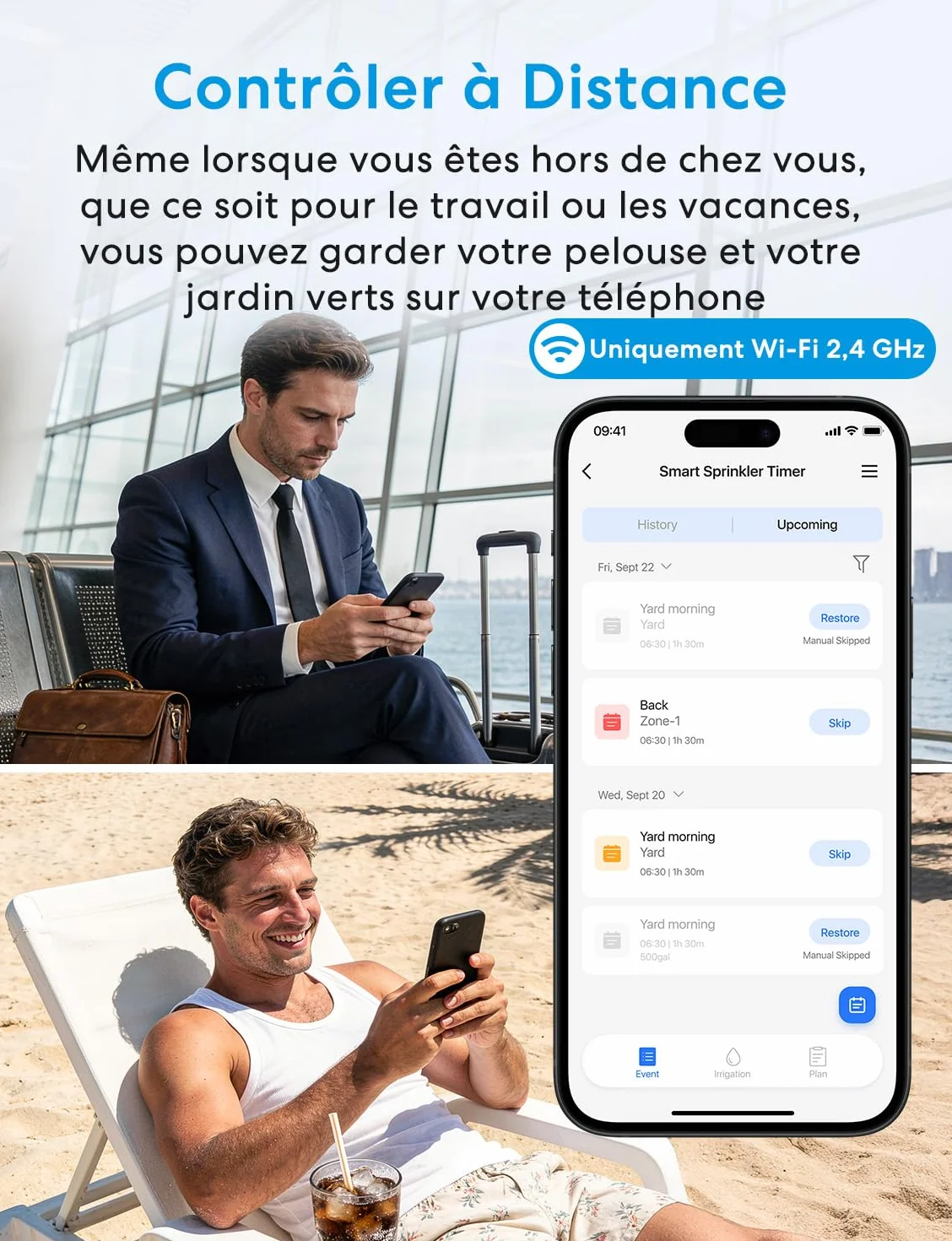 Meross Programmateur Arrosage WiFi 2 Voies MST200, Arrosage Automatique & Contrôle à Distance - APP, Retard Pluie & Suivi Conso d'Eau, Compatible avec Apple HomeKit, Alexa et Google Home, Vert, 2.4GHz