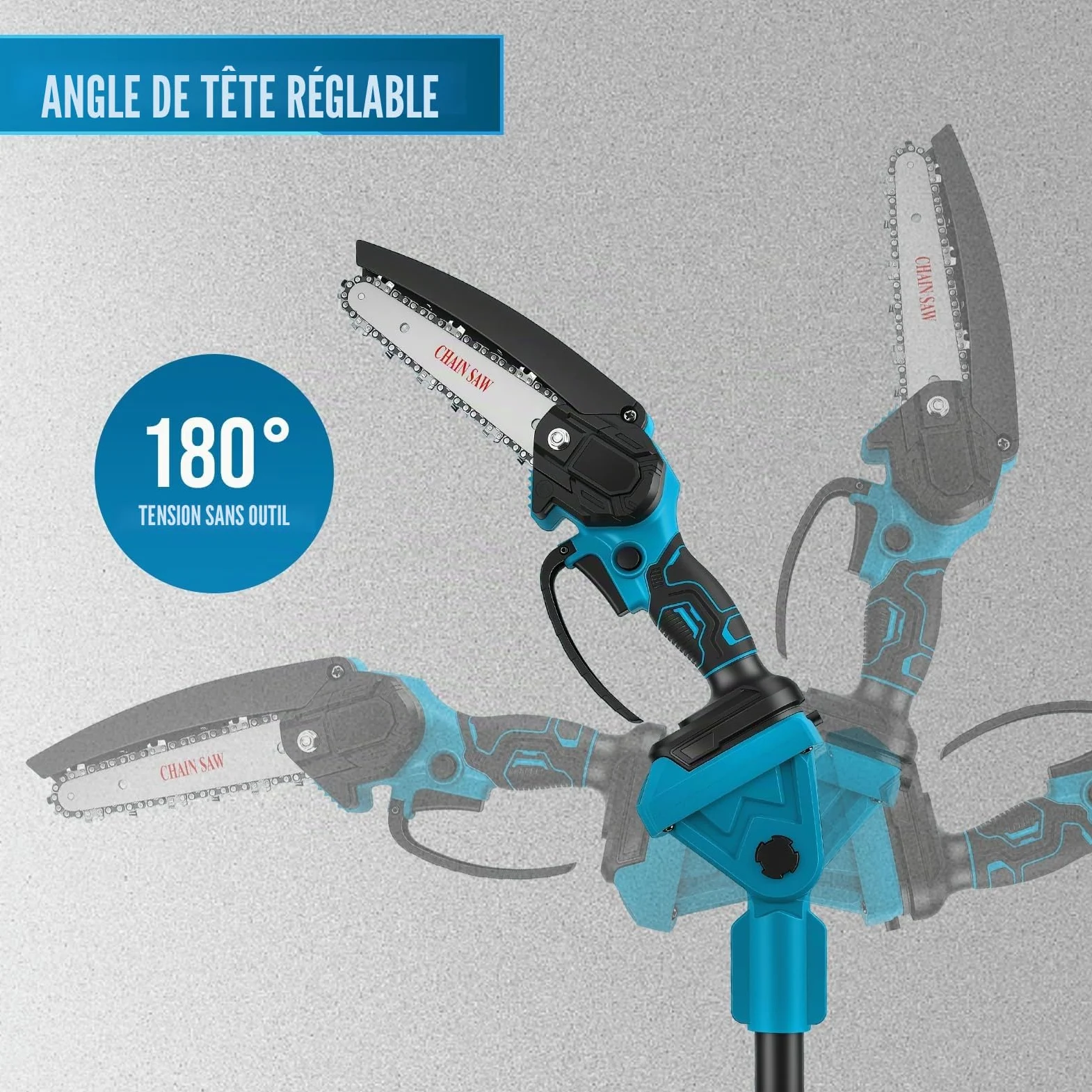 4 en 1 Élagueuse sur Perche sans Fil, 6'' Tronçonneuse Électrique Sans Fil, Secateur Electrique avec Perche Réglable de 1,32 à 2,3 m, avec 2 Batteries et Chargeur pour l'élagage et le Jardinage