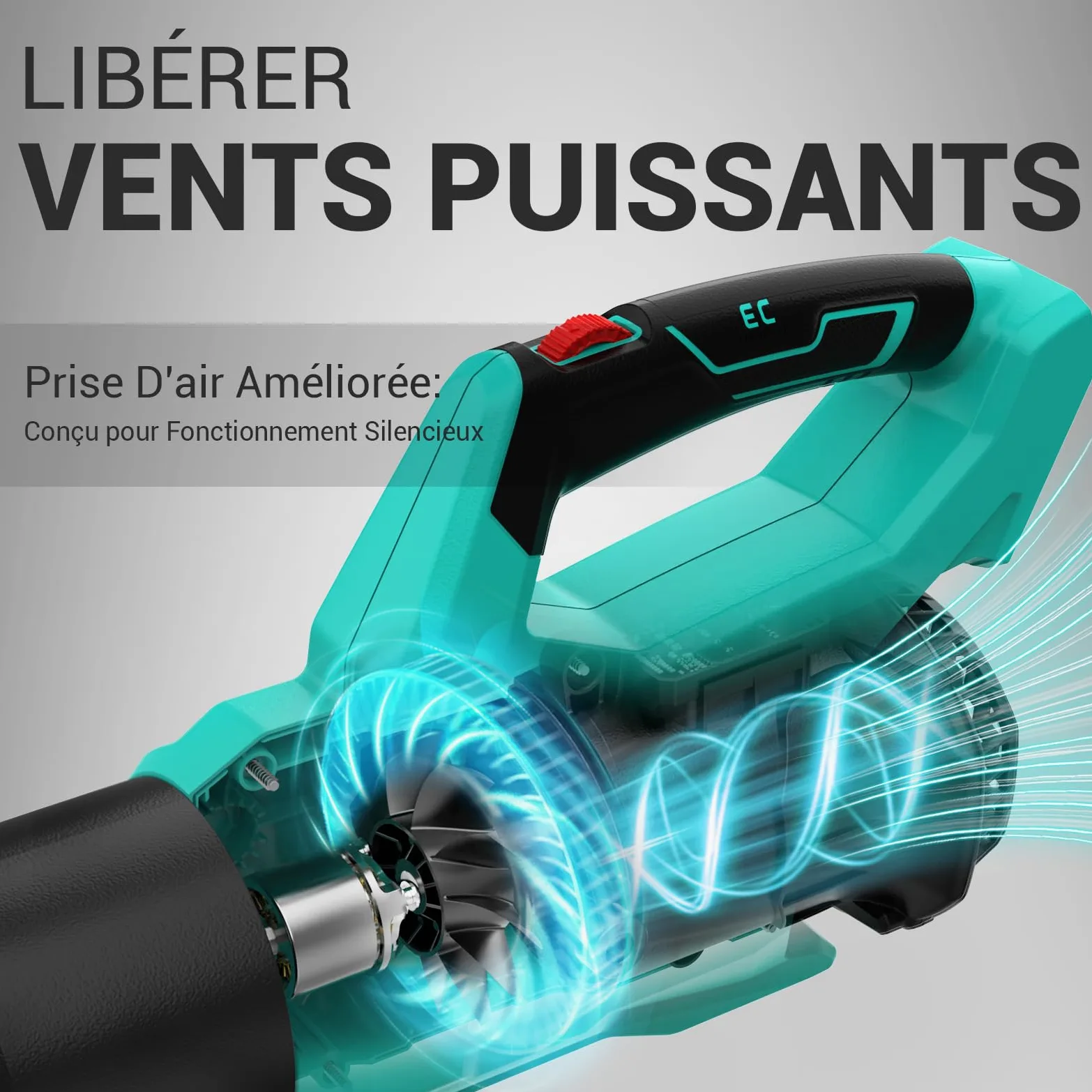 DCA Souffleur de Feuilles sans Fil 20V avec Moteur Brushless, Débit d'air 820 m³/h & 193 km/h, Batterie 4.0Ah Incluse, Ultra-Léger 1,5kg, Variateur de Vitesse pour Jardin, Allées et Poussière