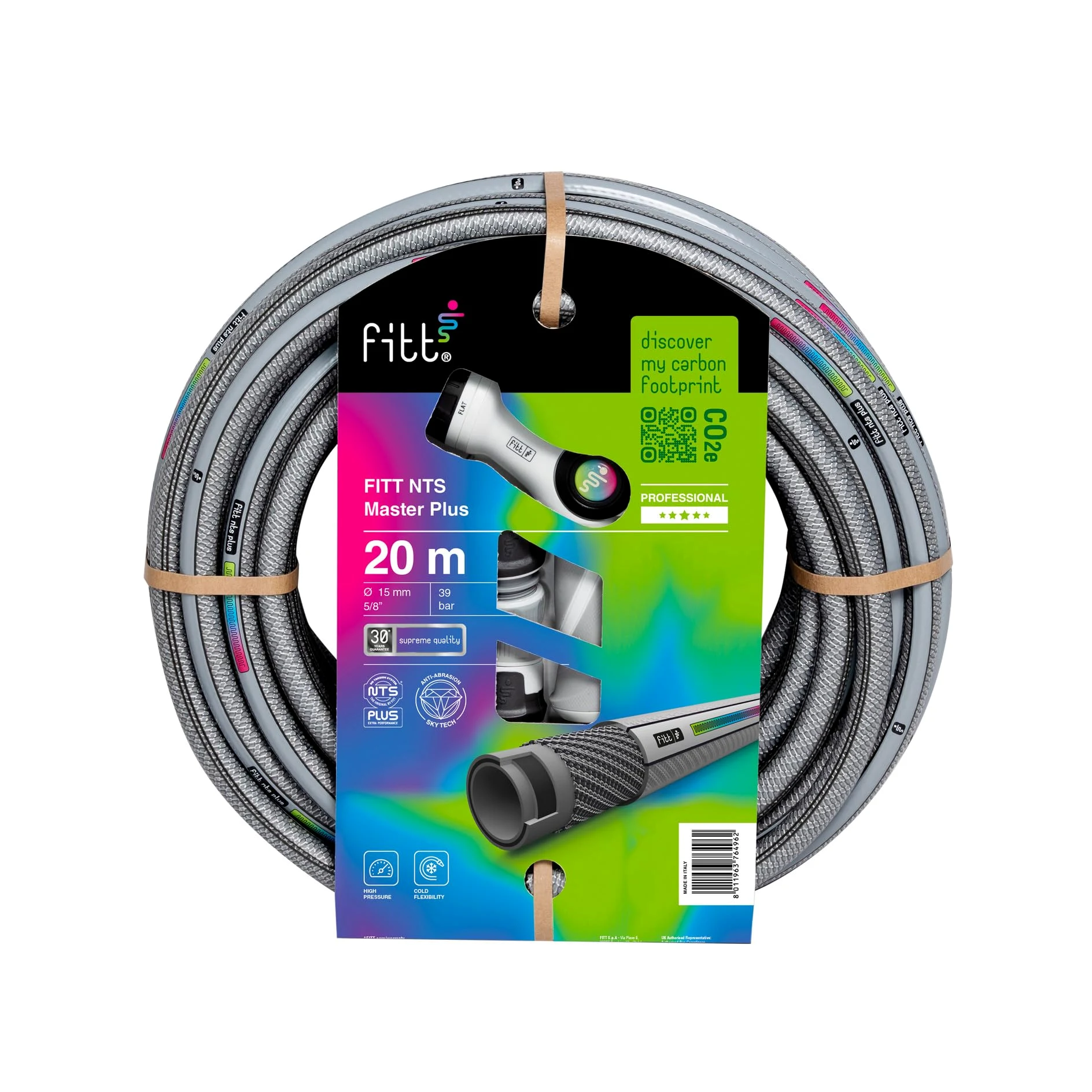 FITT NTS MASTERPLUS 5/8" (15 mm) 20 m Kit - Tuyau d'arrosage équipé pour Les Jardins, Robuste et malléable, pour Usage intensif et Professionnel