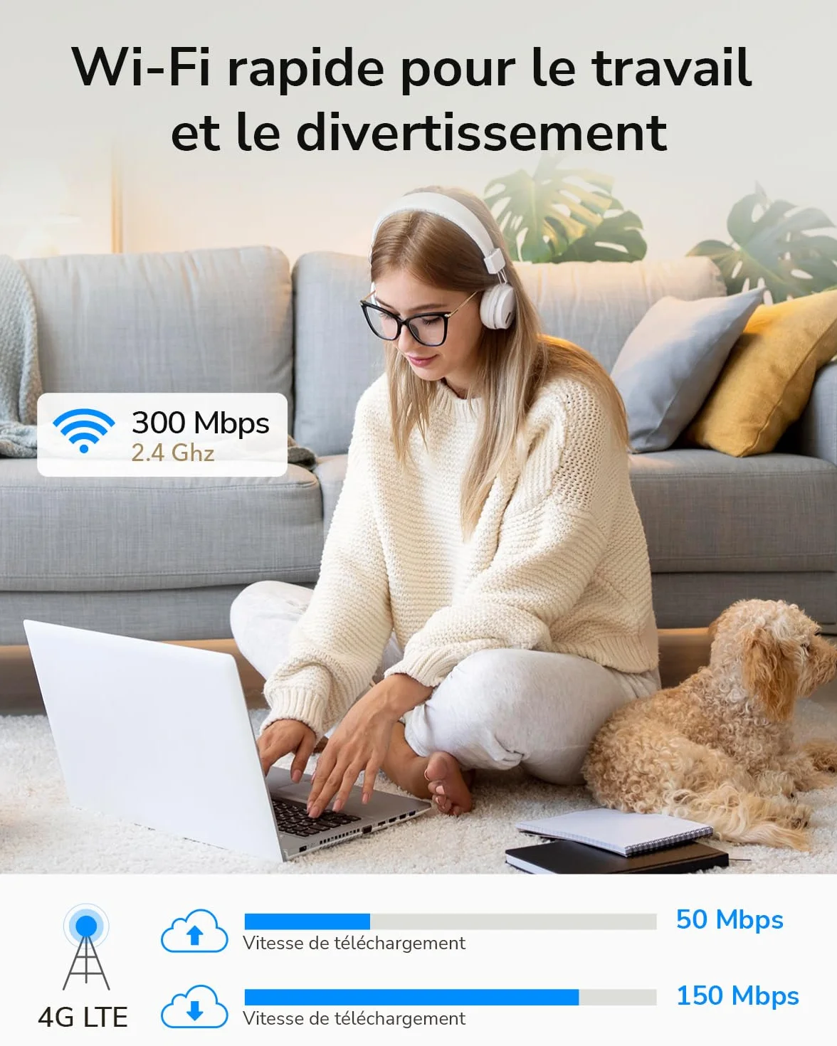 Cudy LT300 Routeur WiFi 4G LTE 300 Mbps USB-C MU-MIMO OpenVPN WireGuard