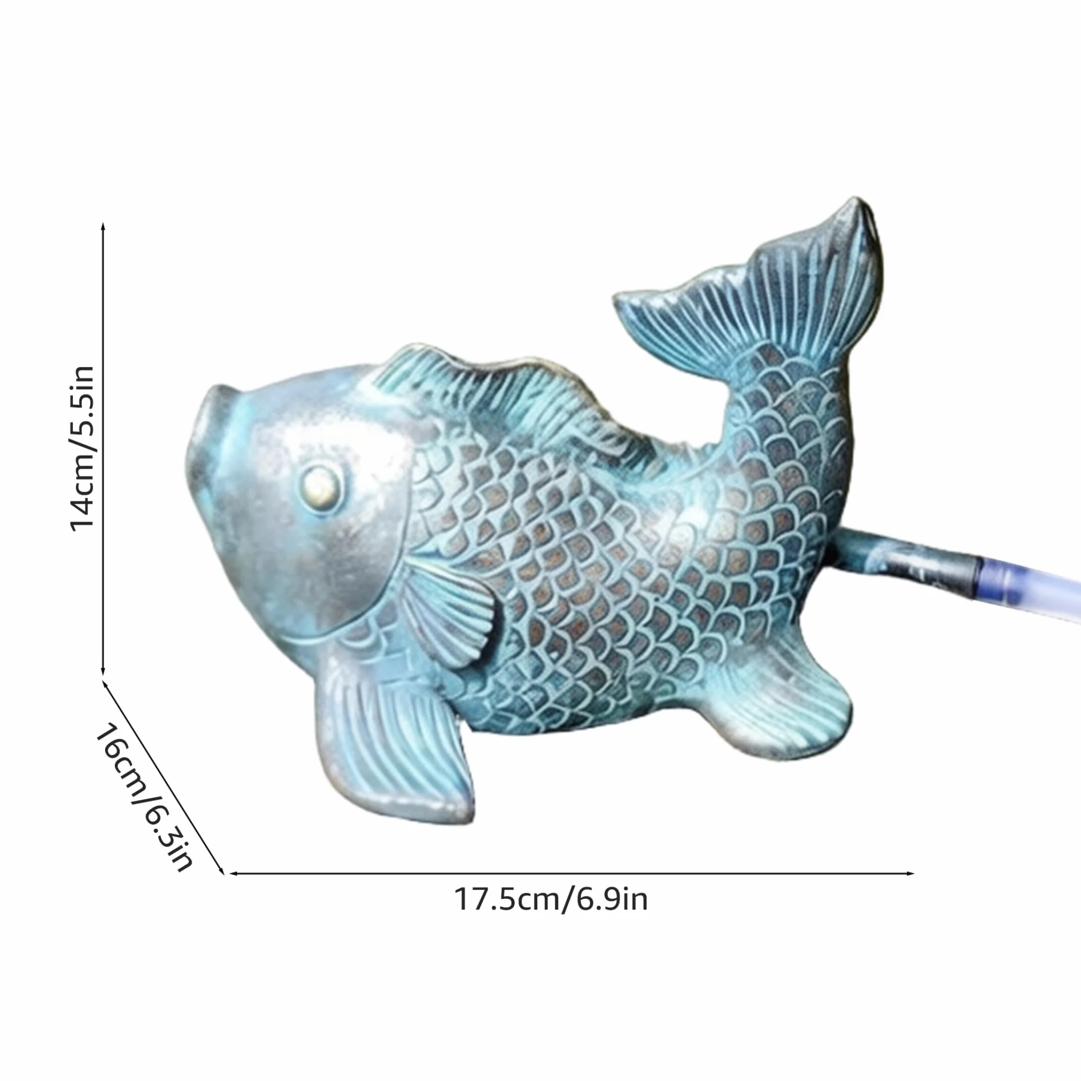 Cracheur d'étang Solaire Poisson Fontaine Décor Résine Jardin 6,89x6,30x5,51 Pouces