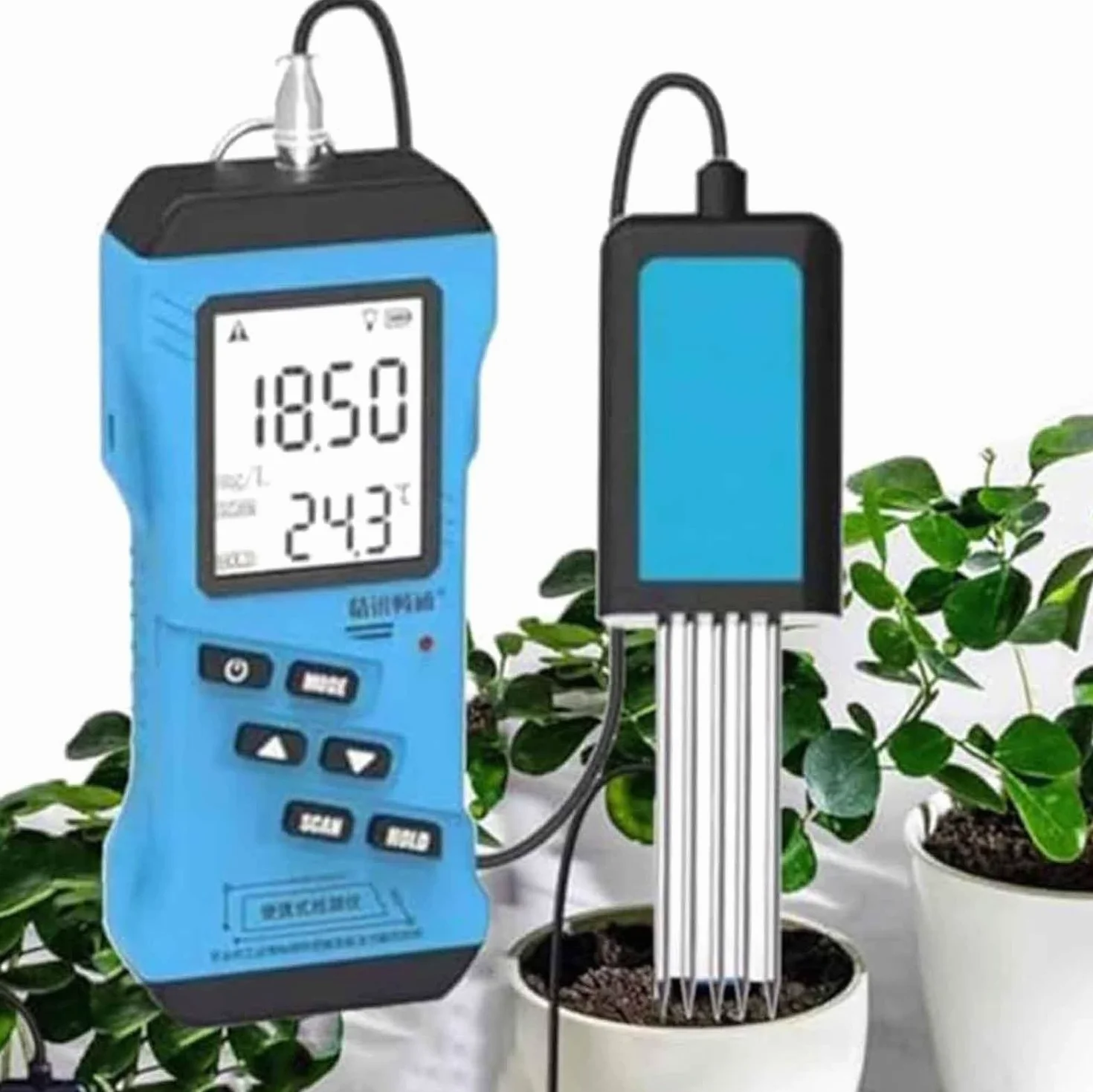 Testeur de pH du Sol numérique Professionnel avec Fonction d;humidité de Haute précision, écran LCD rétroéclairé 7 en 1 pour l;Analyse de l;Azote, du phosphore, du Potassium