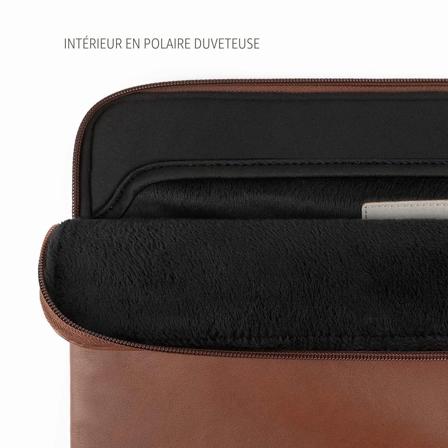 Comfyable Housse Protection Fine Ordinateur Portable Compatible MacBook Air MacBook Pro 13/13,3/14" Pochette Simili-Cuir Marron