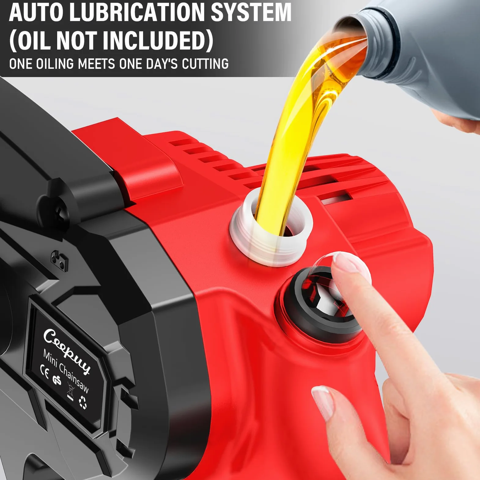 Mini Chainsaw 2x4000mAh Battery, 6 Inch 880W Cordless Electric Chainsaw Portable One-Handed Battery Chainsaw with Automatic Oiler