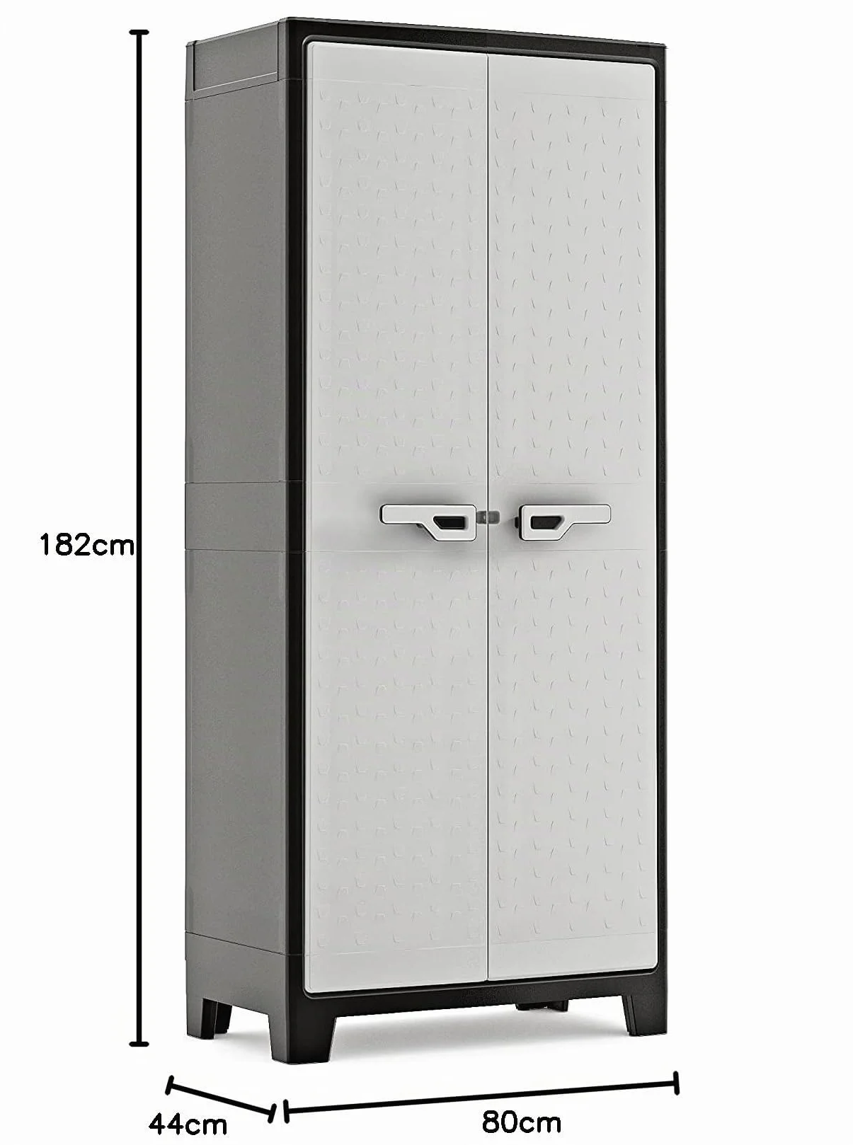 Keter Armoire Haute Titan de Rangement Résine 80x44x182cm Noir Gris Étagères Modulables Pieds Réglables
