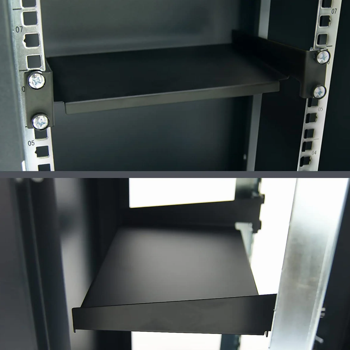WAYTEX Etagère Rack 10 Pouces Plateau Tablette Baie de Brassage Métal Noir