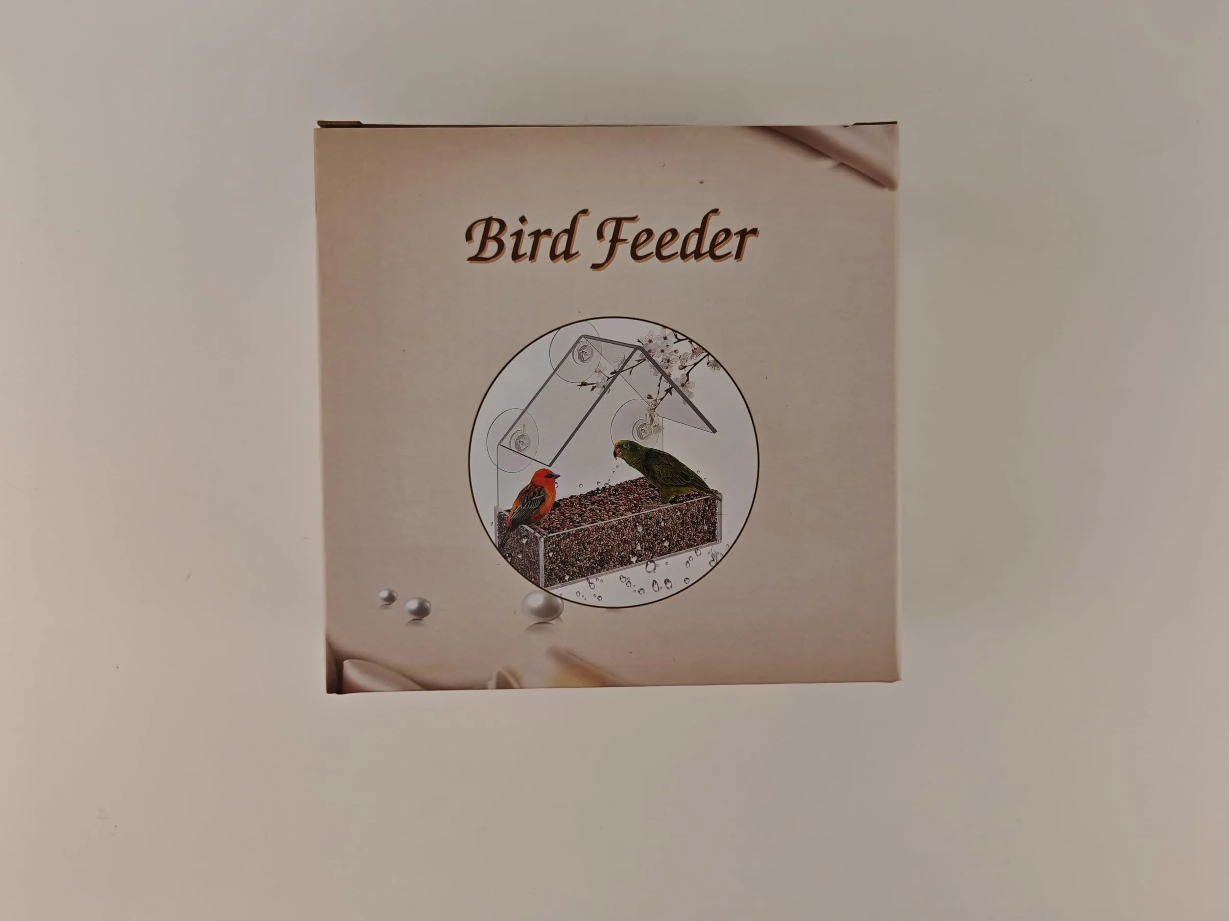 Mangeoire à Oiseaux pour extérieur, fenêtre avec ventouses puissantes, Transparent 15 x 15 x 6cm