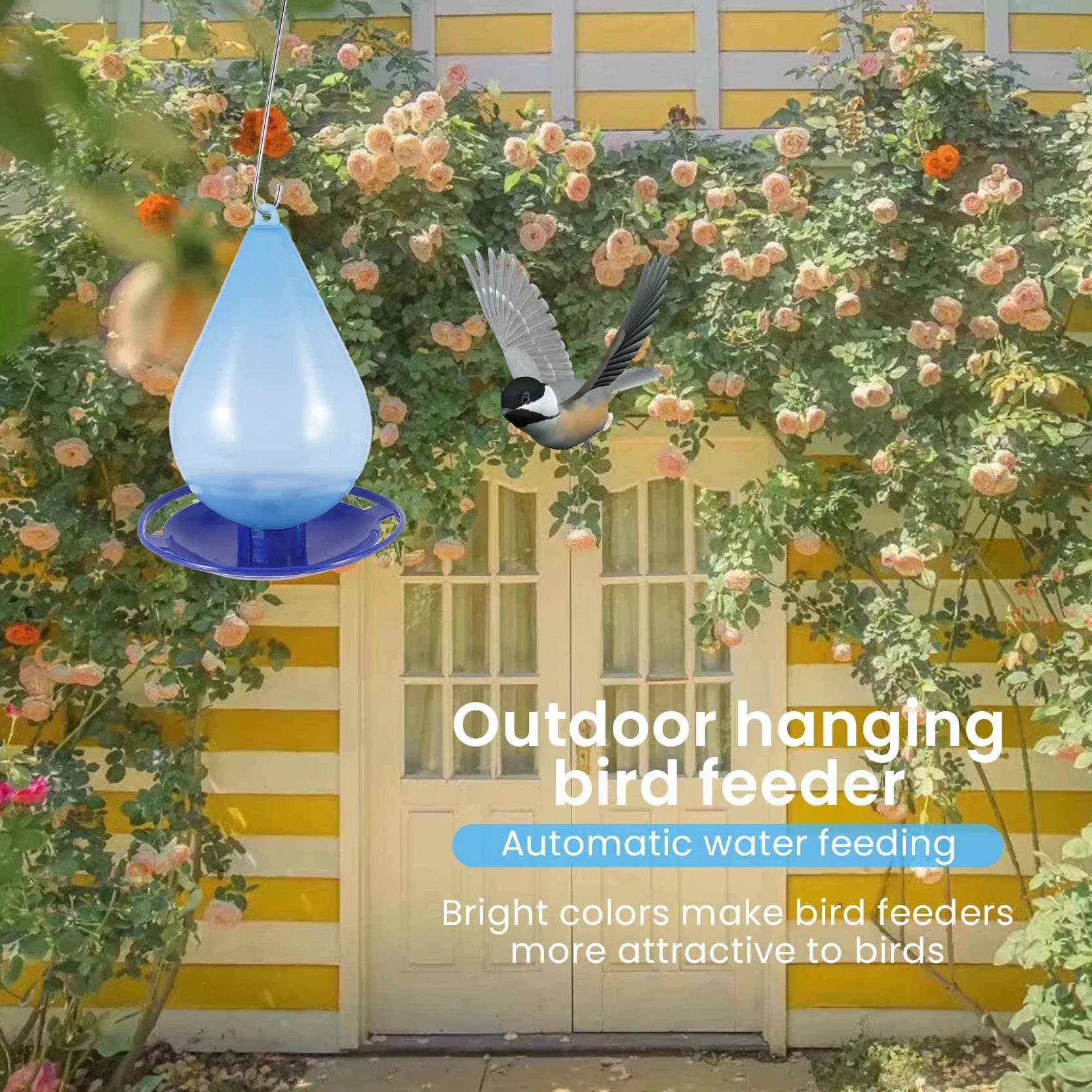 Mangeoire à Oiseaux Automatique avec Distributeur d'Eau et Crochet Suspendu