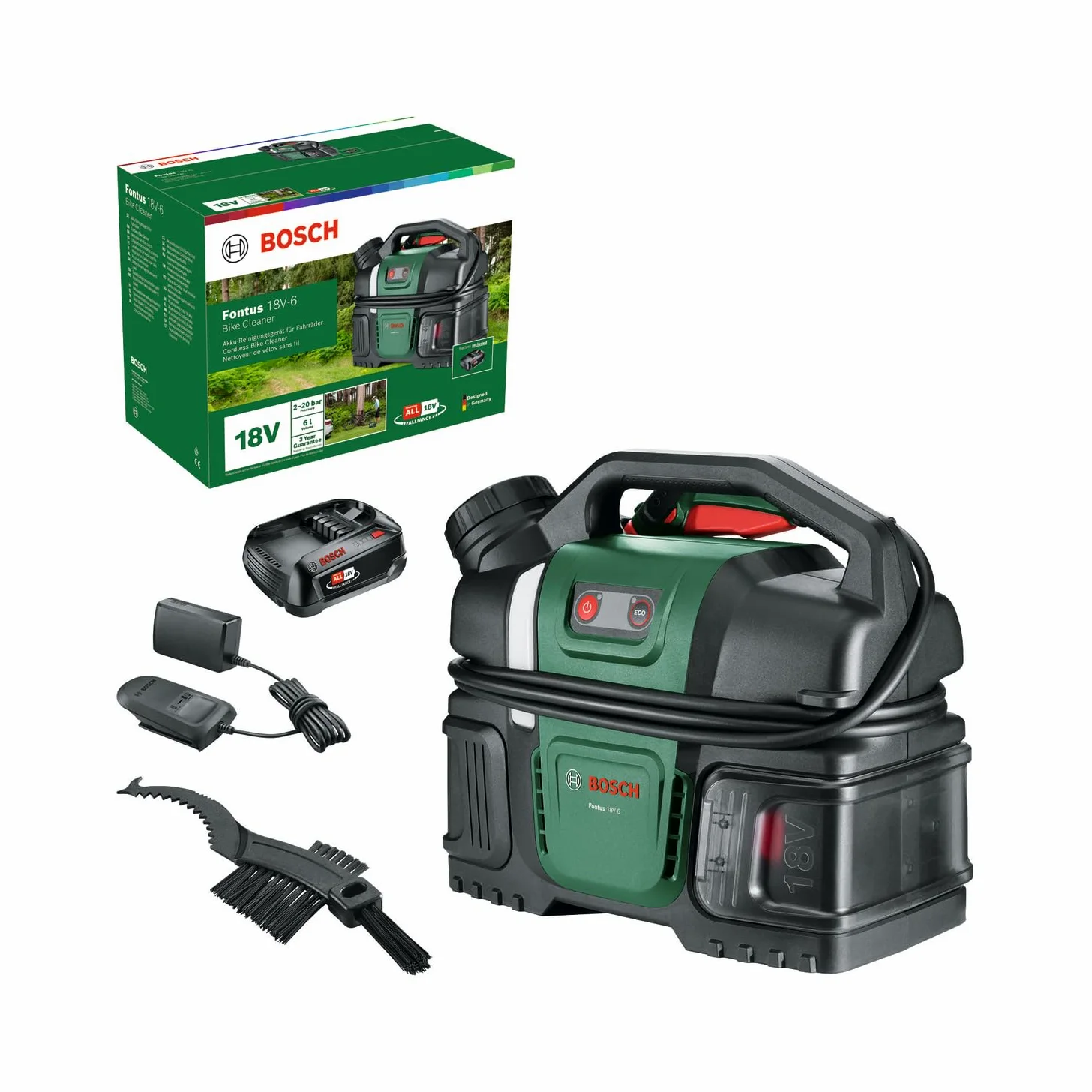Bosch Nettoyeur haute pression portable Fontus 18V-6 pour vélo