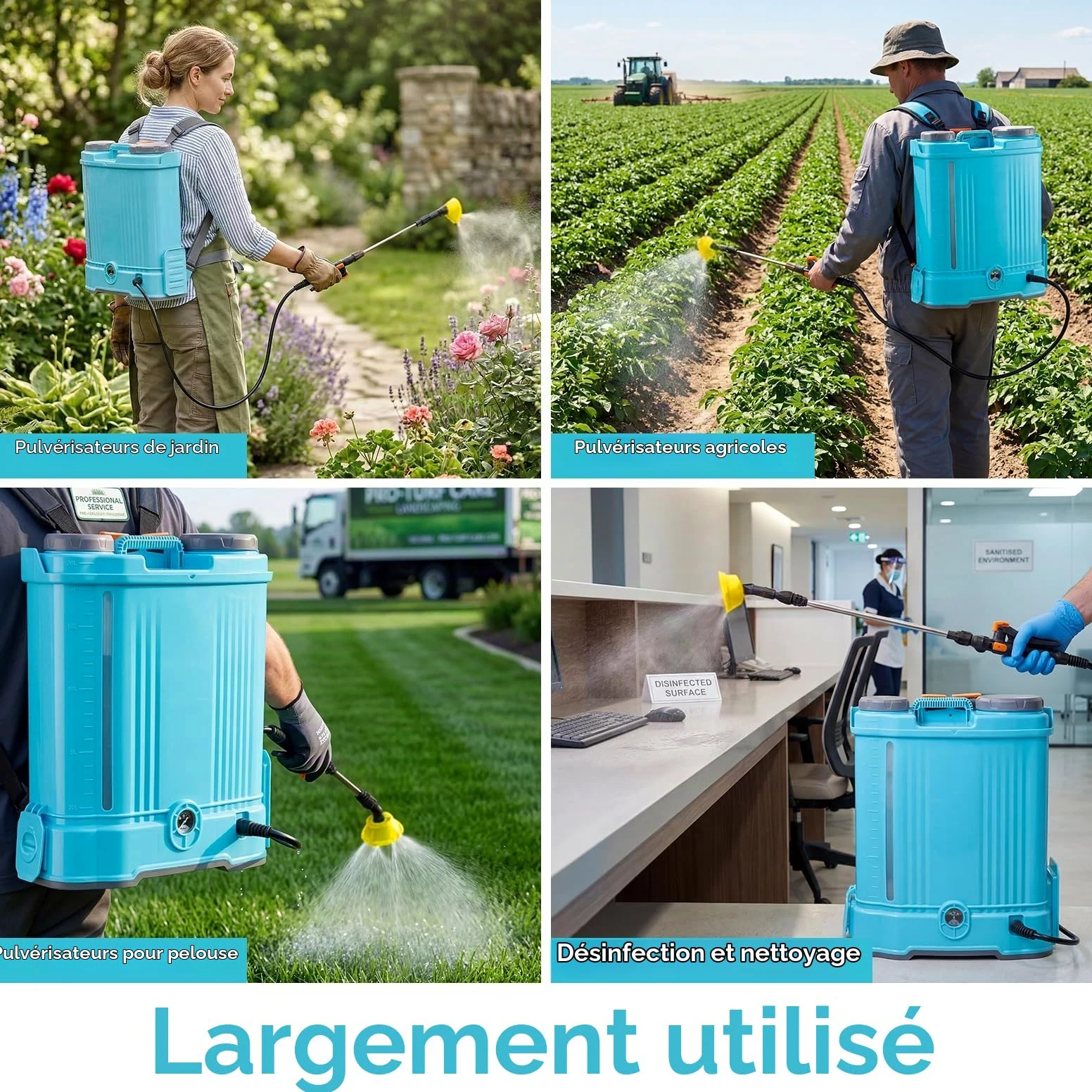 Pulvérisateur à Dos 16L, 100 PSI Pulvérisateur Électrique Compatible avec Makita 18V, 5 Buses, Perche Télescopique pour L'arrosage, Pulvérisateur de Jardin La pulvérisation de Pesticides