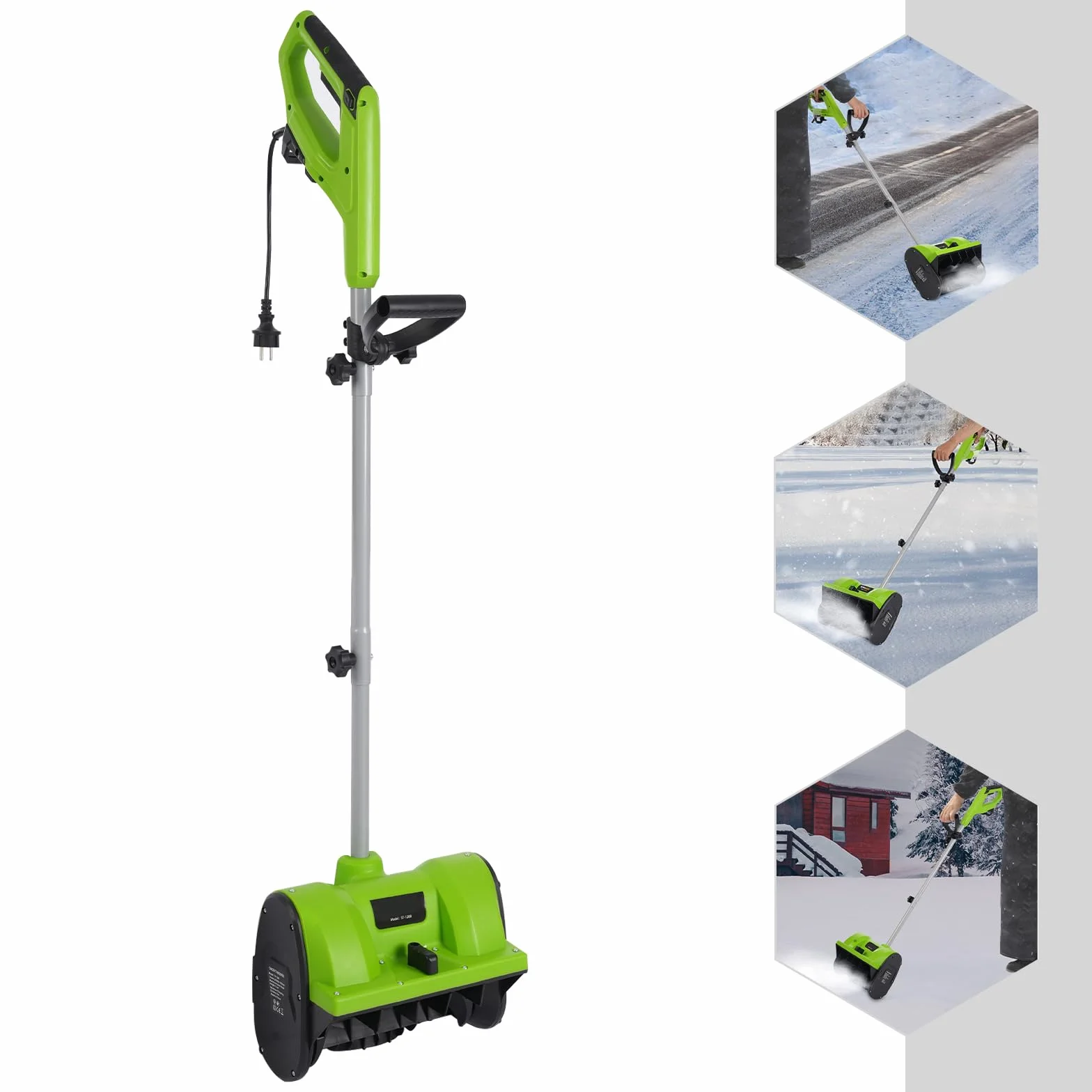 Fraise à neige électrique 1200 W 3500 tr/min 15 cm 8 m
