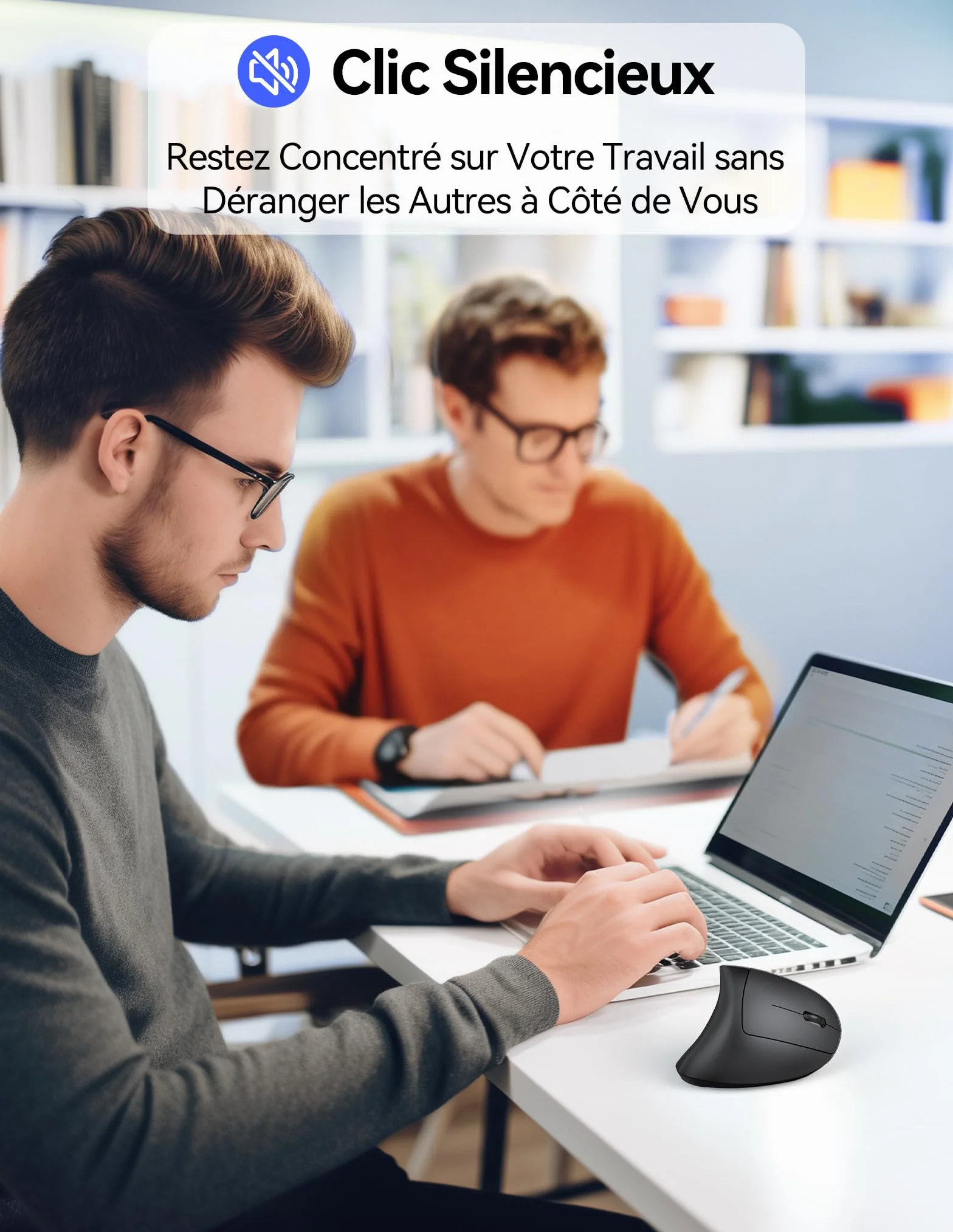 TECKNET Souris Ergonomique sans Fil Rechargeable 4800 DPI Réglable Silencieuse 2.4G 6 Boutons LED Noir