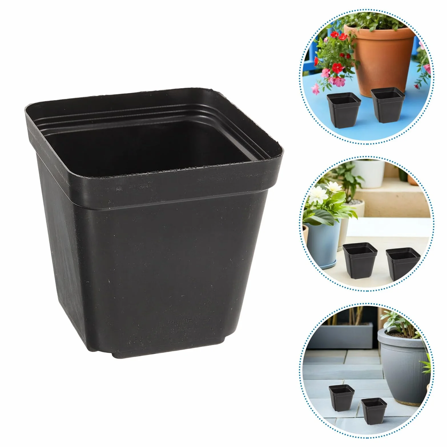 VICASKY 100 Pièces Pots de Pépinière Carrés Noirs avec Drainage Plastique Réutilisables pour Semis