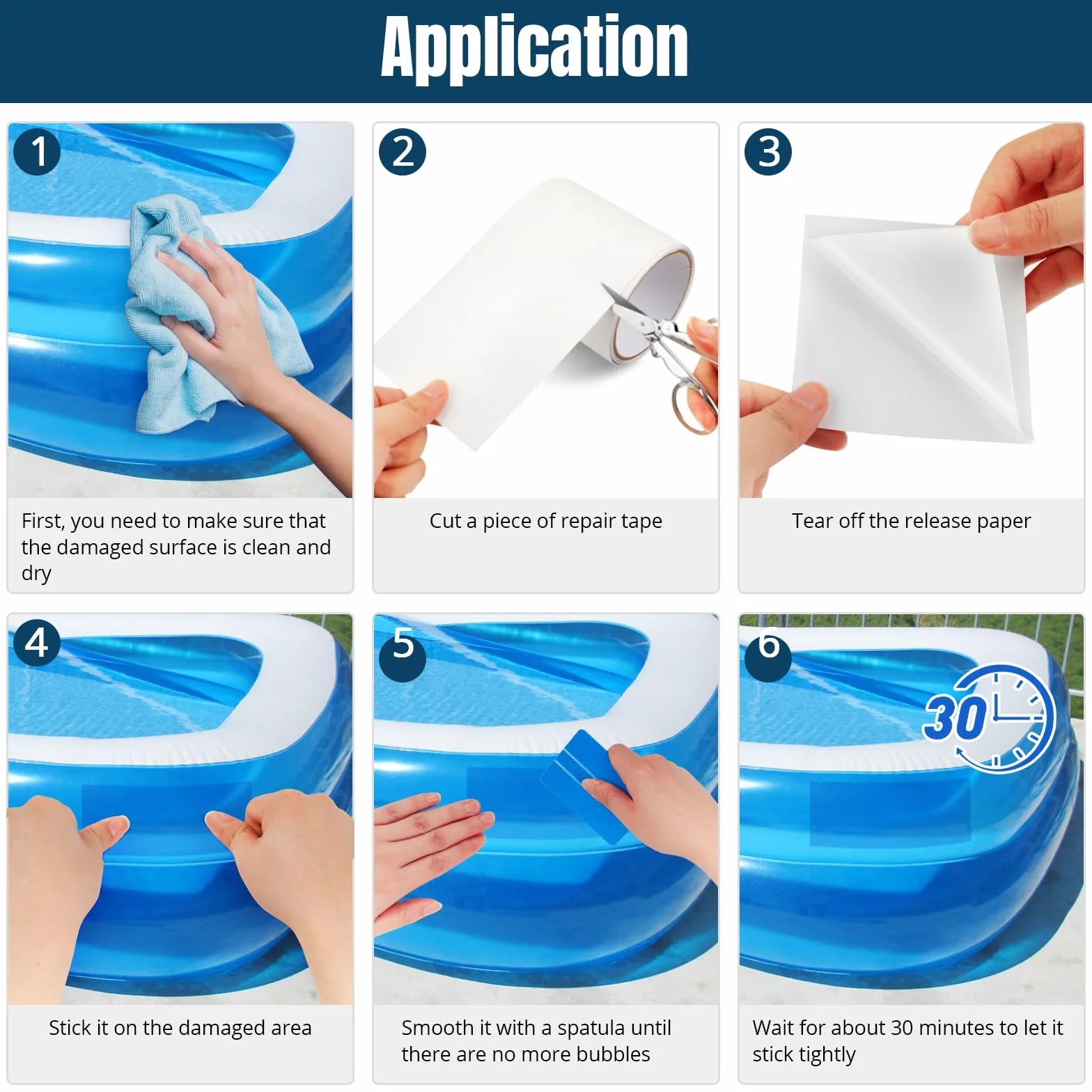 Rustine Piscine Kit Reparation Liner Piscine 10x150cm Scotch Etanche Eau pour Spa Gonflable