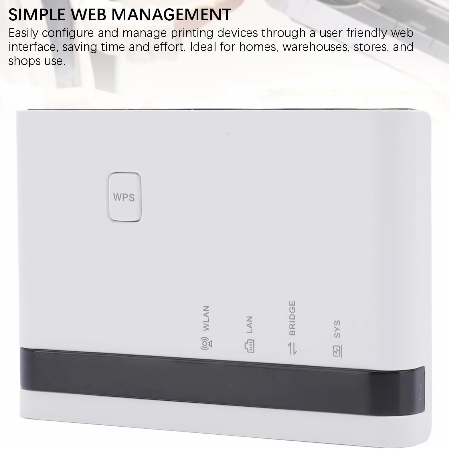 Luocute Serveur d'impression USB LAN 10/100 Mbps Support 4 Imprimantes Réseau sans Fil 2,4 G Prise UE