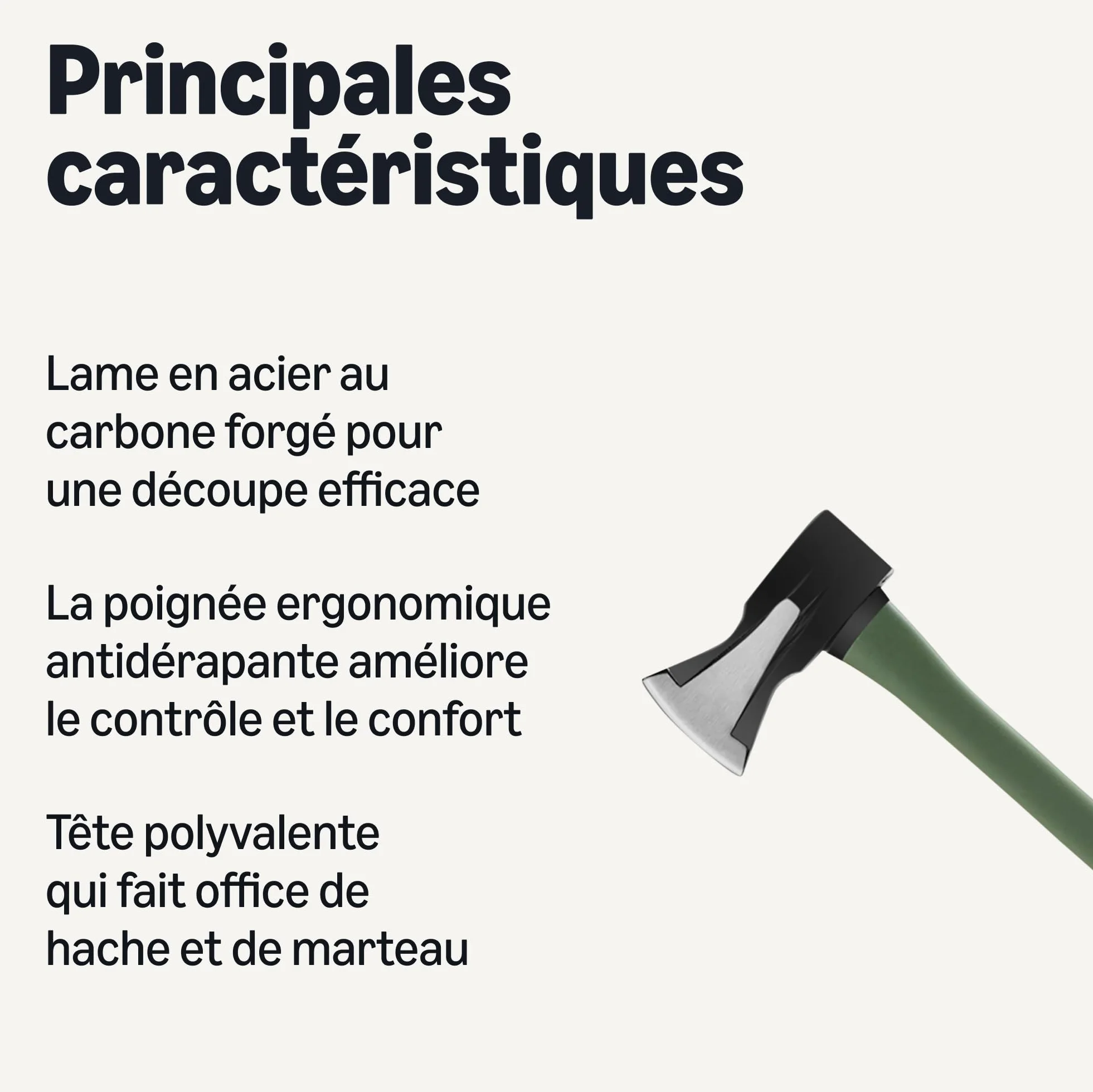 Amazon Basics Hache à Fendre, 35.4 x 6.5 x 2.1 inches, Olive, Noir, Lot de 1