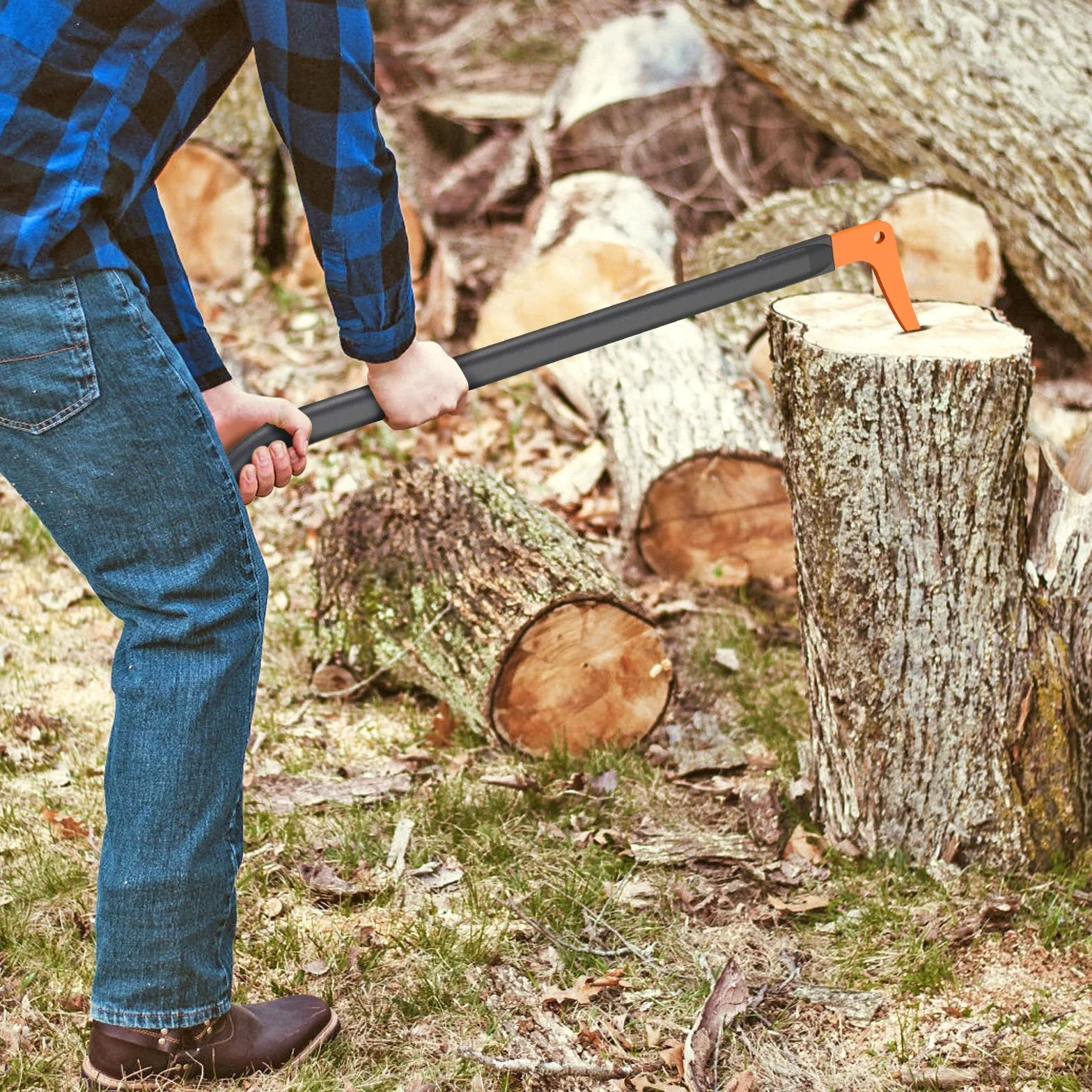 Dolibest Pickaroon Outil de bûche de 71,1 cm en acier robuste – Poignée confortable pour fendre du bois, aménagement paysager et camping, outil de foresterie et de bois de chauffage, aménagement