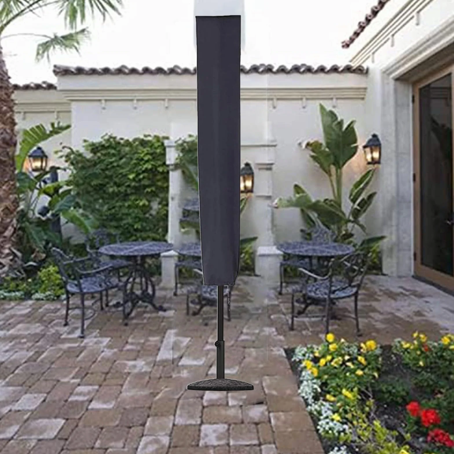 Housse de parasol Oxford 600D résistant au vent 153 x 30 cm noir