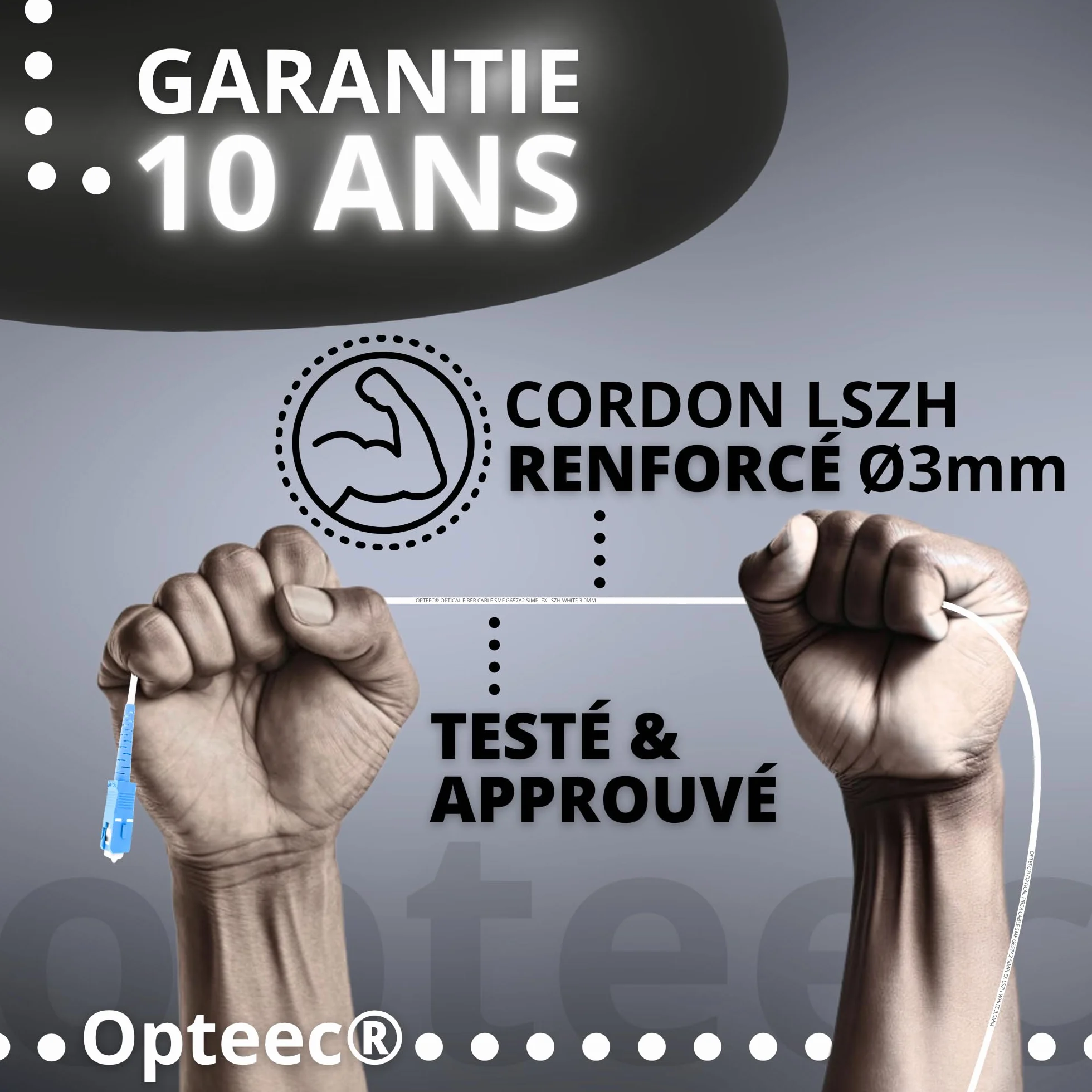Câble Fibre Optique Blindé 10M SC/APC à SC/UPC Renforcé Freebox Pop Pos S Ultra Ultra Essentiel Révolution Light Rallonge Jarretière Blanc