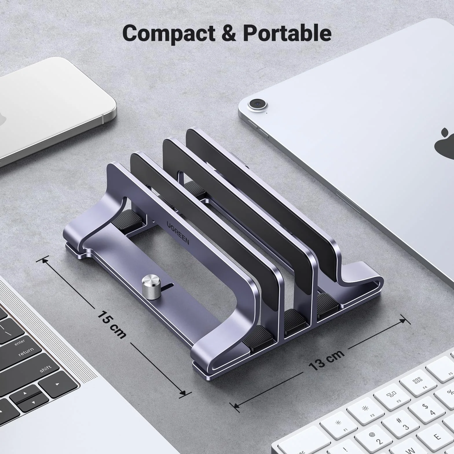 UGREEN 3 en 1 Support Ordinateur Portable Vertical Laptop Stand Triple Fente Porte Bureau Réglable Compatible MacBook Pro Air