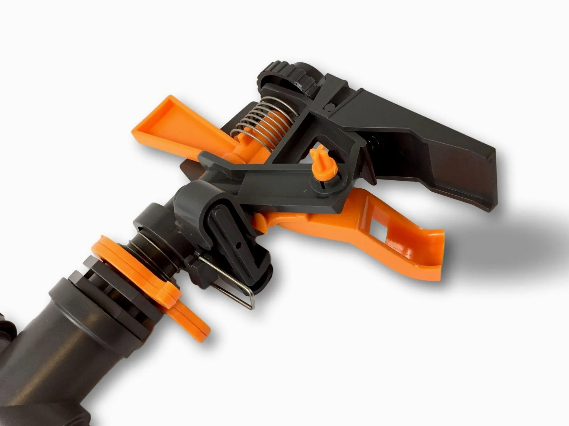 Kibros Arroseur à Impulsion 5-12,5 m Couverture 30-50 m² Pointe Plastique | Portée 5-12,5 m, couverture 30-50 m², connexion tétine, PP ABS noir, pointe plastique, arrosage pelouse jardin.