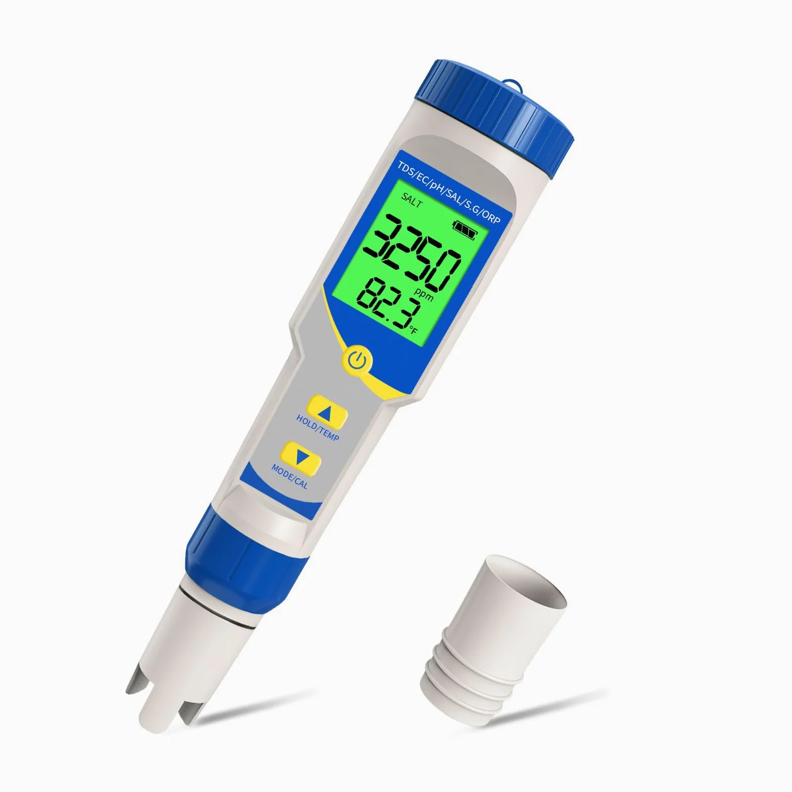 Compteur de sel numérique pour piscine, Phmètre étanche IP67 avec ATC, 7 en 1 /TDS/EC/Salinité PH Testeur, Compteur de Salinité PH pour Test de dureté de l'eau Aquarium, Eau potable