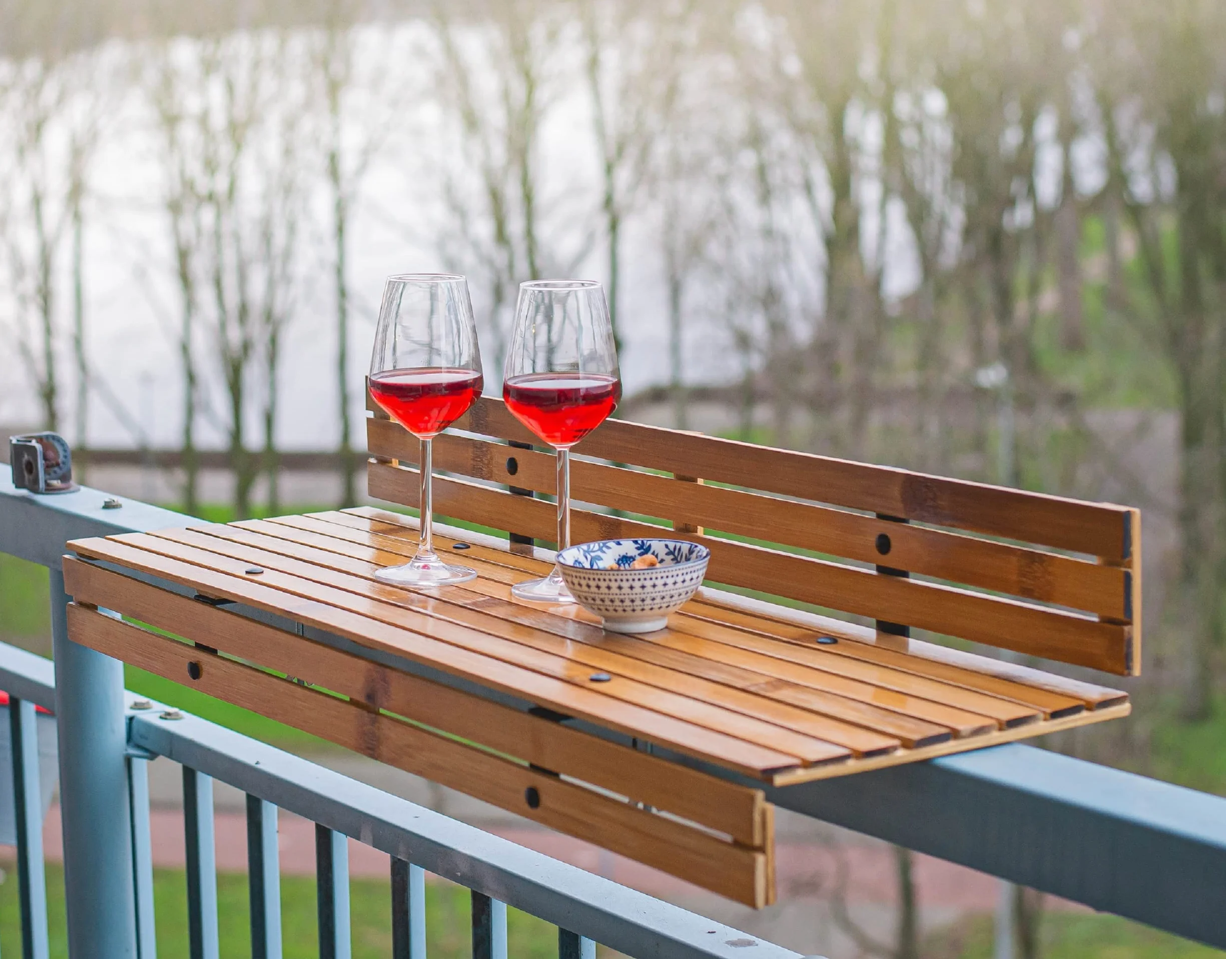Table Suspendue pour Balcon en Bambou 88 x 28 x 17 cm