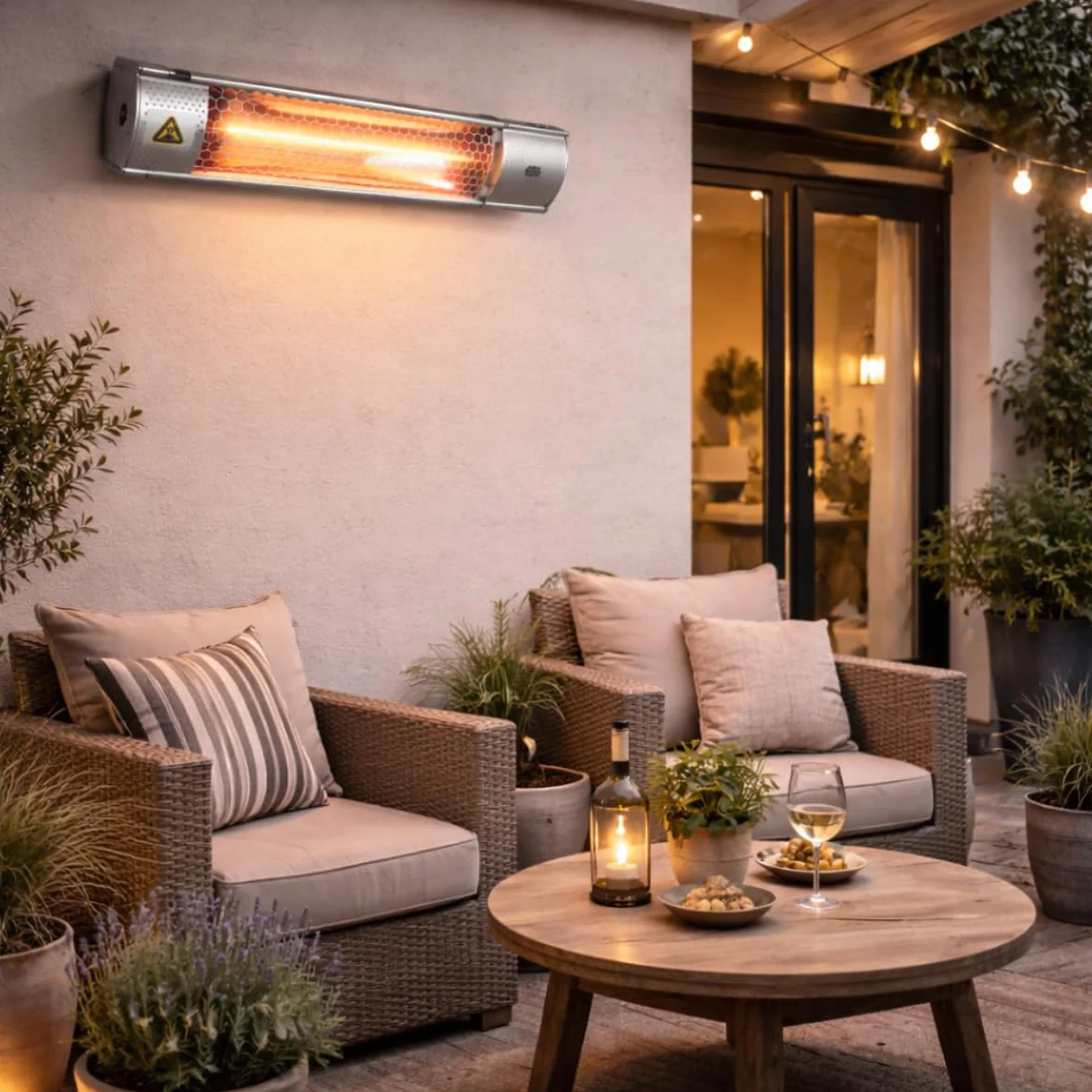 Alpina Radiateur Électrique Infrarouge 2000W IP55 Montage Plafond Mural 67,5 x 10,5 x 7 cm