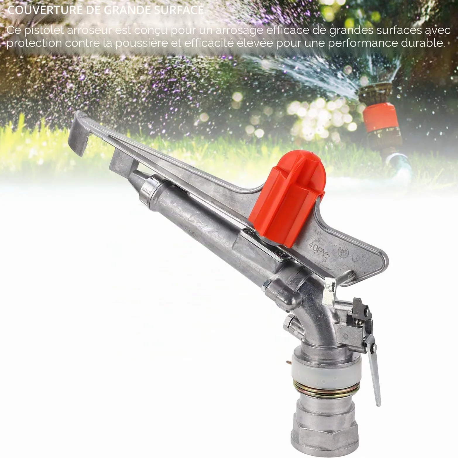Arroseur D'irrigation de Ferme Agricole de 2 Pouces, Arroseurs de Pelouse Rotatifs à 360 ° pour Cour, Pistolet de Pulvérisation D'irrigation avec Angle Réglable, Filetage Femelle