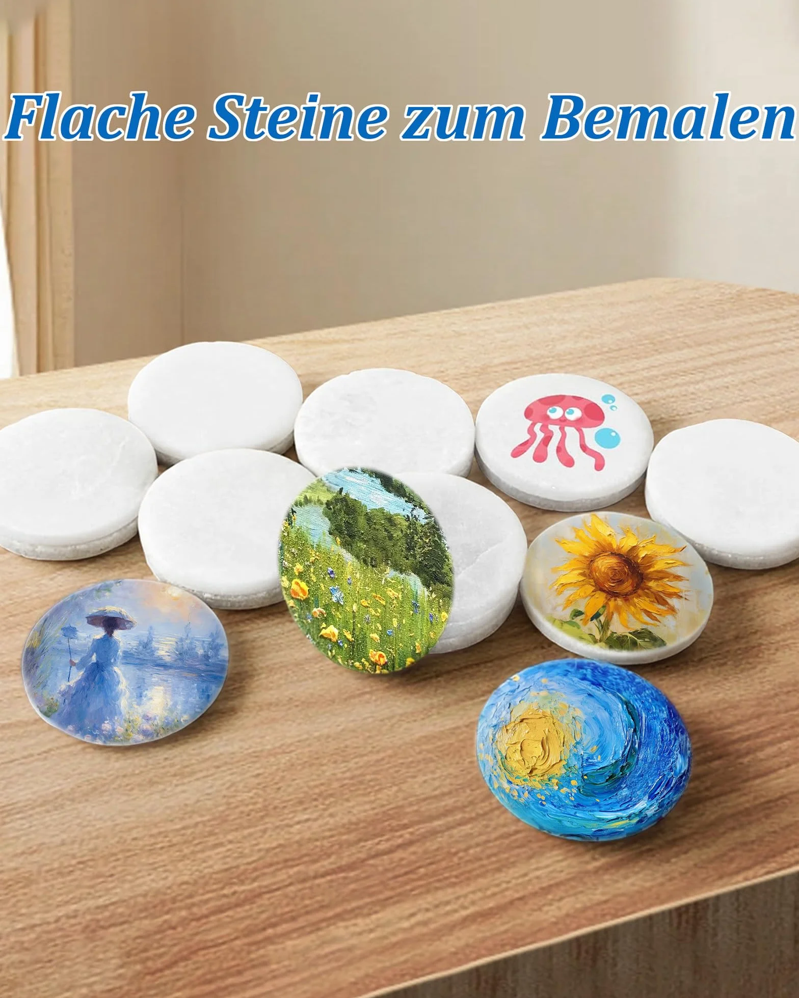 Pierres Plates à Peindre 5 cm 50 Pièces Galets Lisses pour Peinture Arts Créatifs