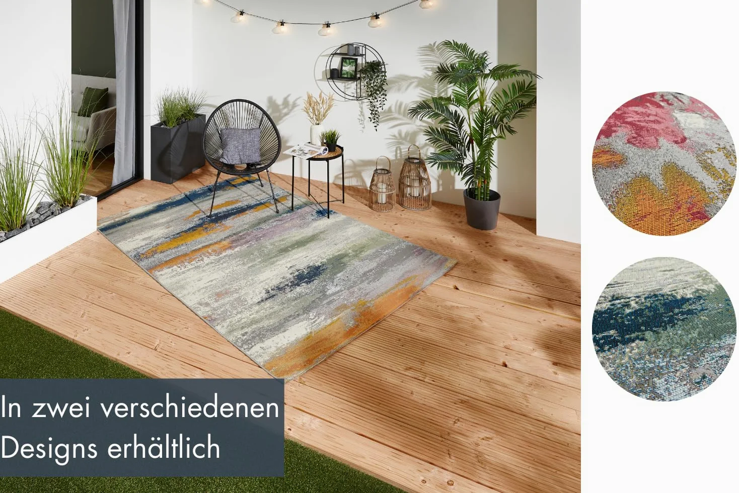 andiamo Portland Tapis d'extérieur résistant aux intempéries - Idéal pour Balcon, terrasse et Jardin - Antidérapant - Résistant aux UV - Facile d'entretien - Tapis d'extérieur pour l'extérieur - 80 x