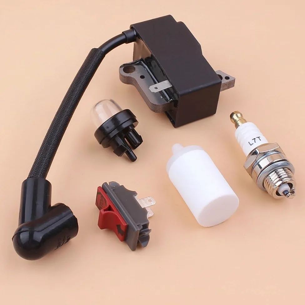 ROEDE Bobine d'allumage Interrupteur Marche/arrêt Bougie d'allumage Kit d'ampoule d'amorce adapté for Husqvarna 235R 232R 232L 240RJ débroussailleuse Tondeuse 537038501