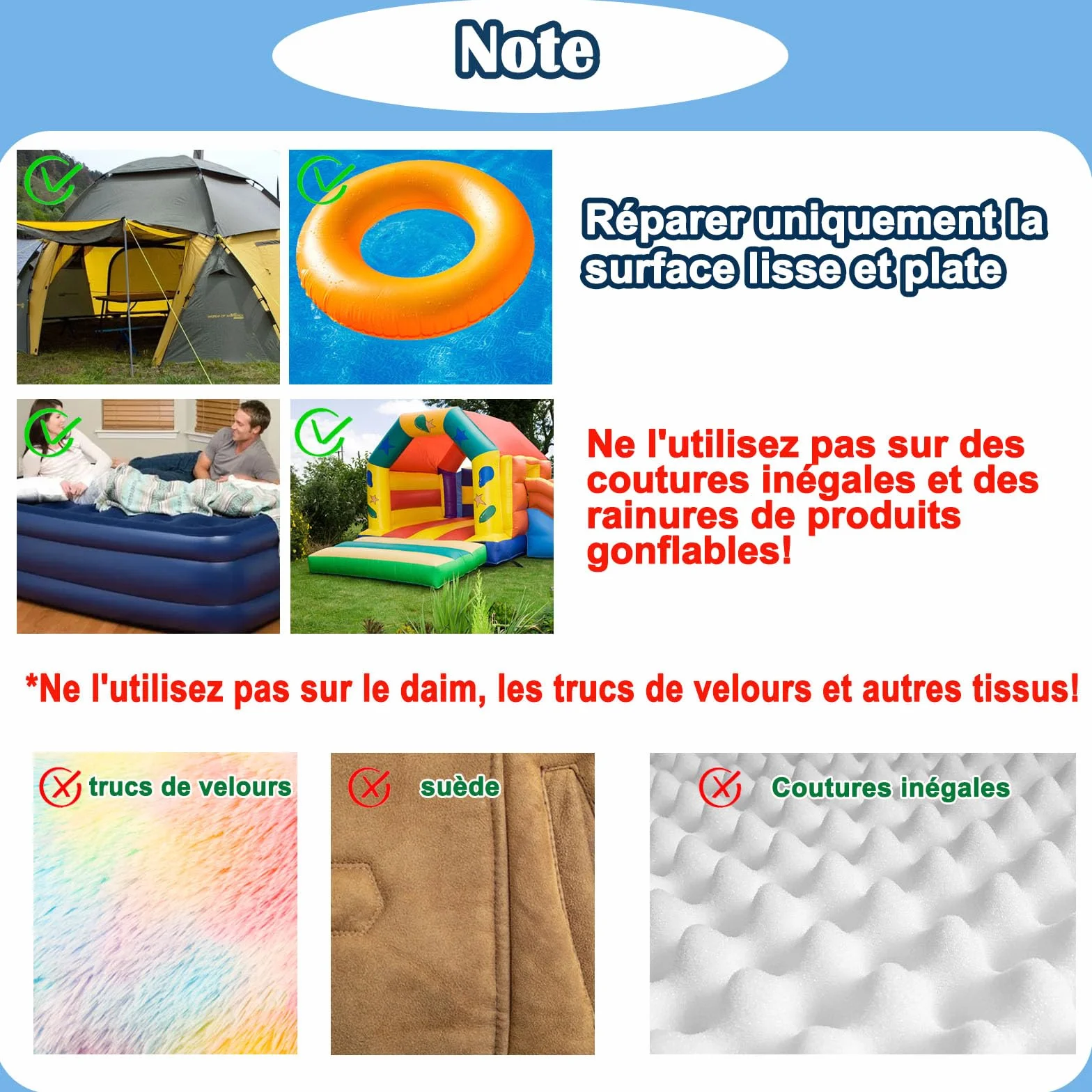 Kit de réparation gonflable TPU 10 cm x 2 m imperméable pour matelas pneumatique piscine bouée jouets