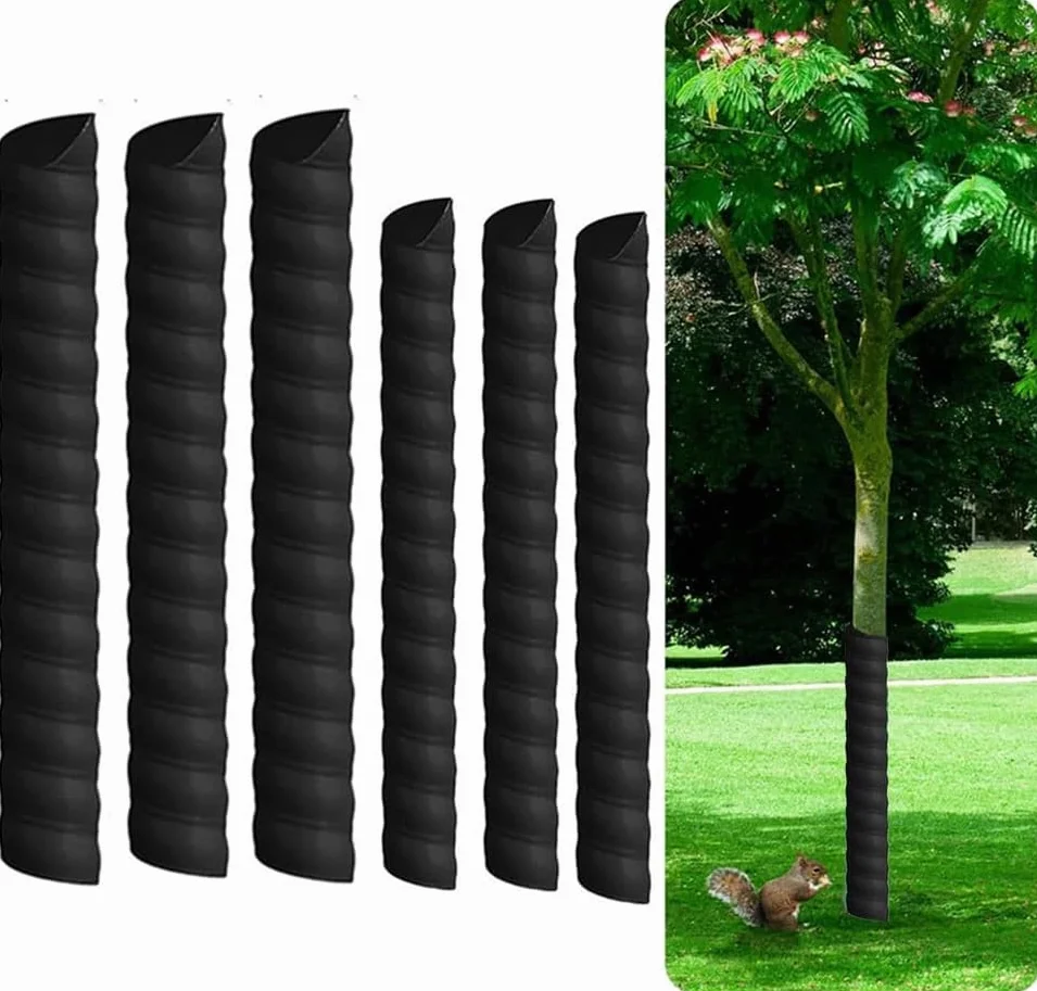 Lot de 6 protections pour tronc d'arbre, 2 tailles, noir