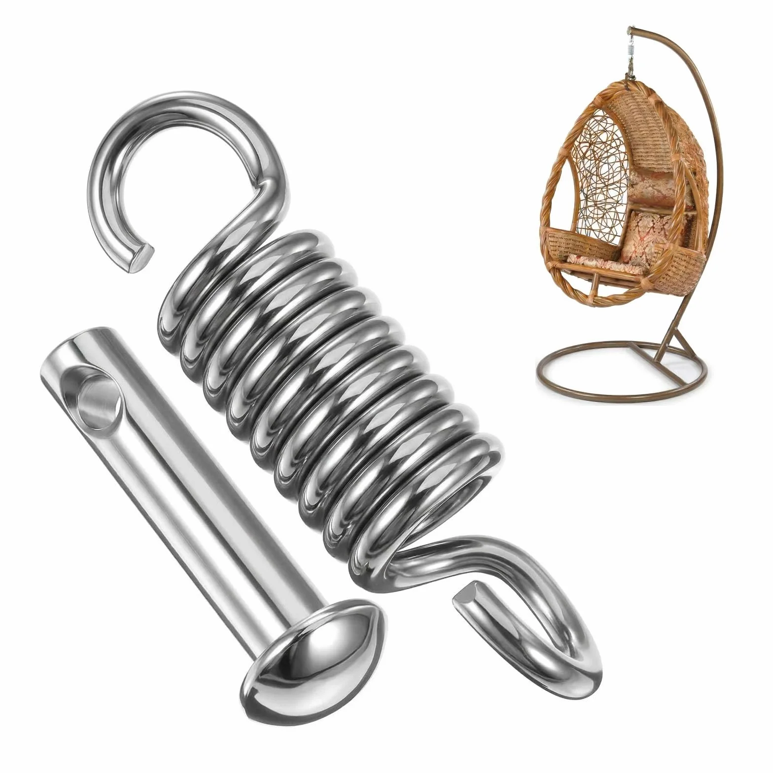 DOITOOL Crochets Robustes pour Balançoire Ressort D'extension Chaise œufs φ16 X 70 Broches φ6,5 X φ34 X 130 Mm
