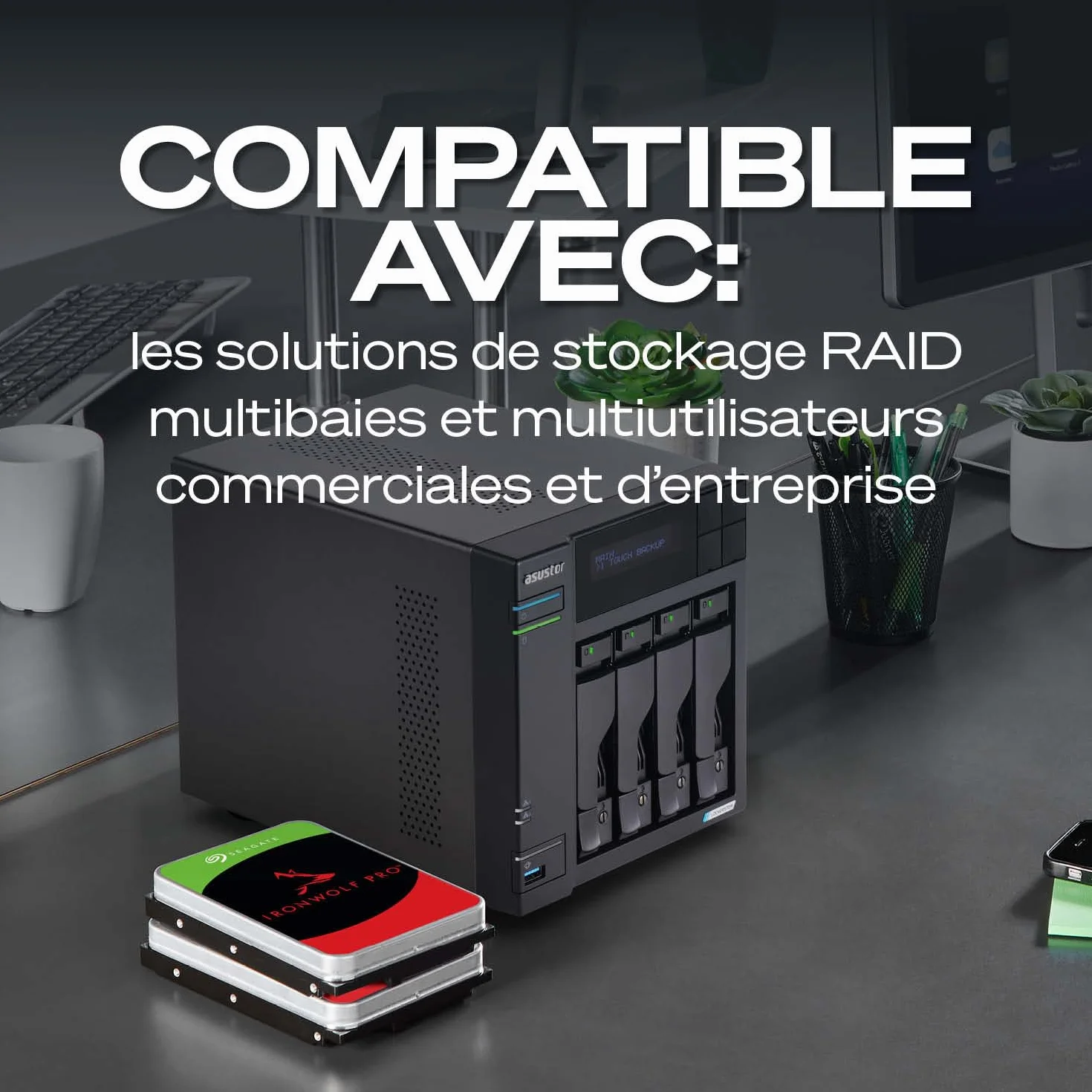 Seagate IronWolf Pro 8To Disque dur interne NAS HDD CMR 3.5 Pouces SATA 6Gb/s 7200 tr/min 256 Mo Cache ST8000NTZ01