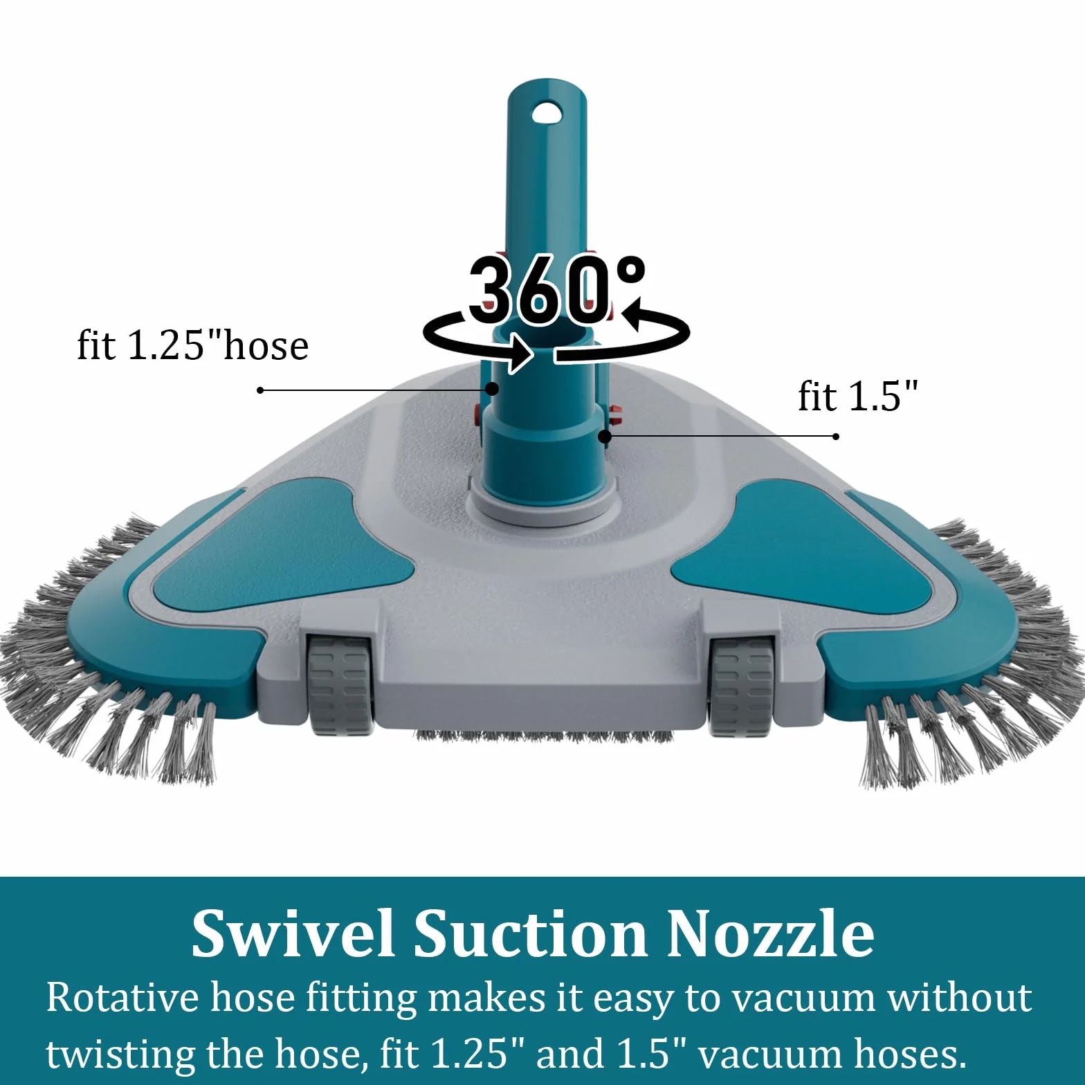 POOLWHALE Tête d'aspirateur triangulaire lestée rotative pour piscine vinyle