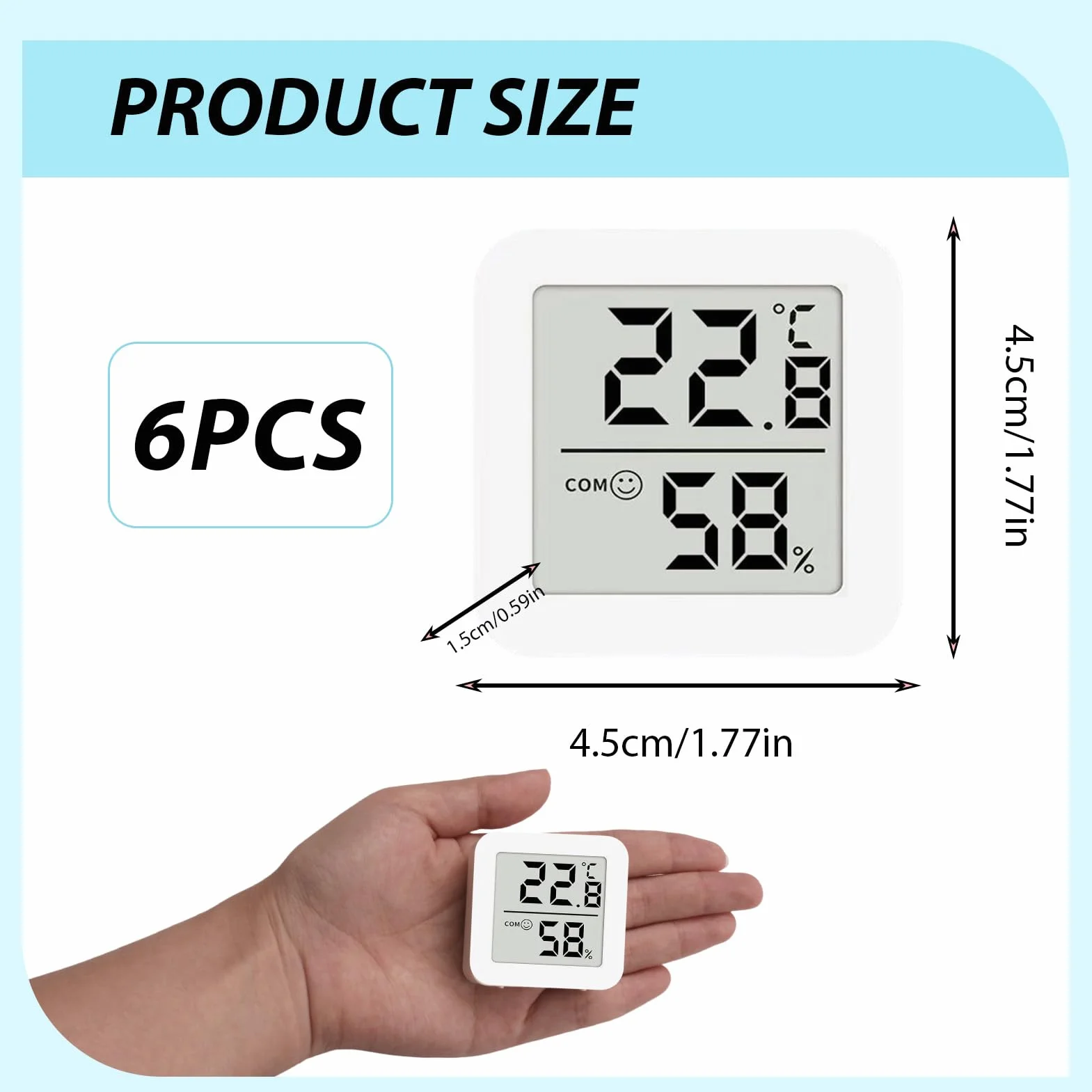 Thermomètre Hygromètre Intérieur Digital -10°C à 70°C Haute Précision 6 Pièces