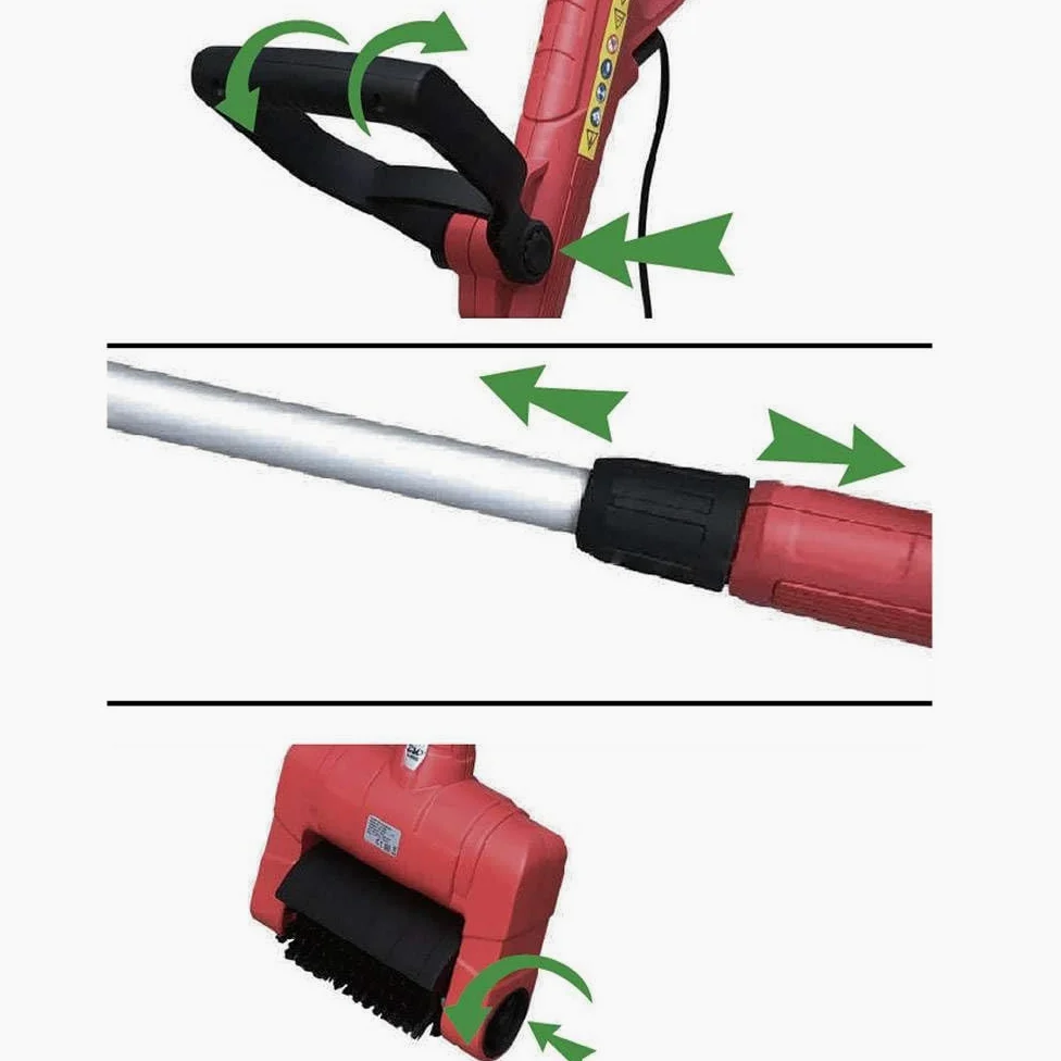 TERRE JARDIN Nettoyeur Électrique 500W - Brosse Rotative 3 en 1 pour Terrasse, Dalles et Joints - Désherbeur Électrique Polyvalent avec 3 Brosses Interchangeables