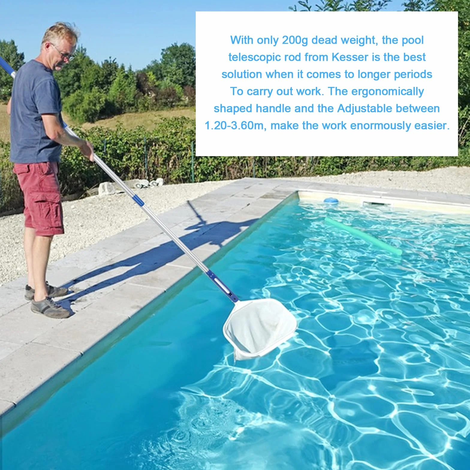 Barre télescopique en aluminium pour piscine 1,1 m 3 pièces argenté
